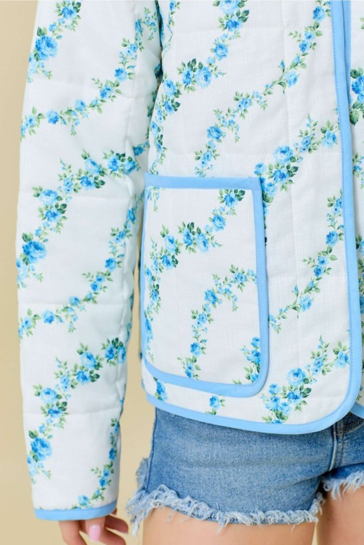 Sweet Petals Quilted Jacket In Sky -SALE-