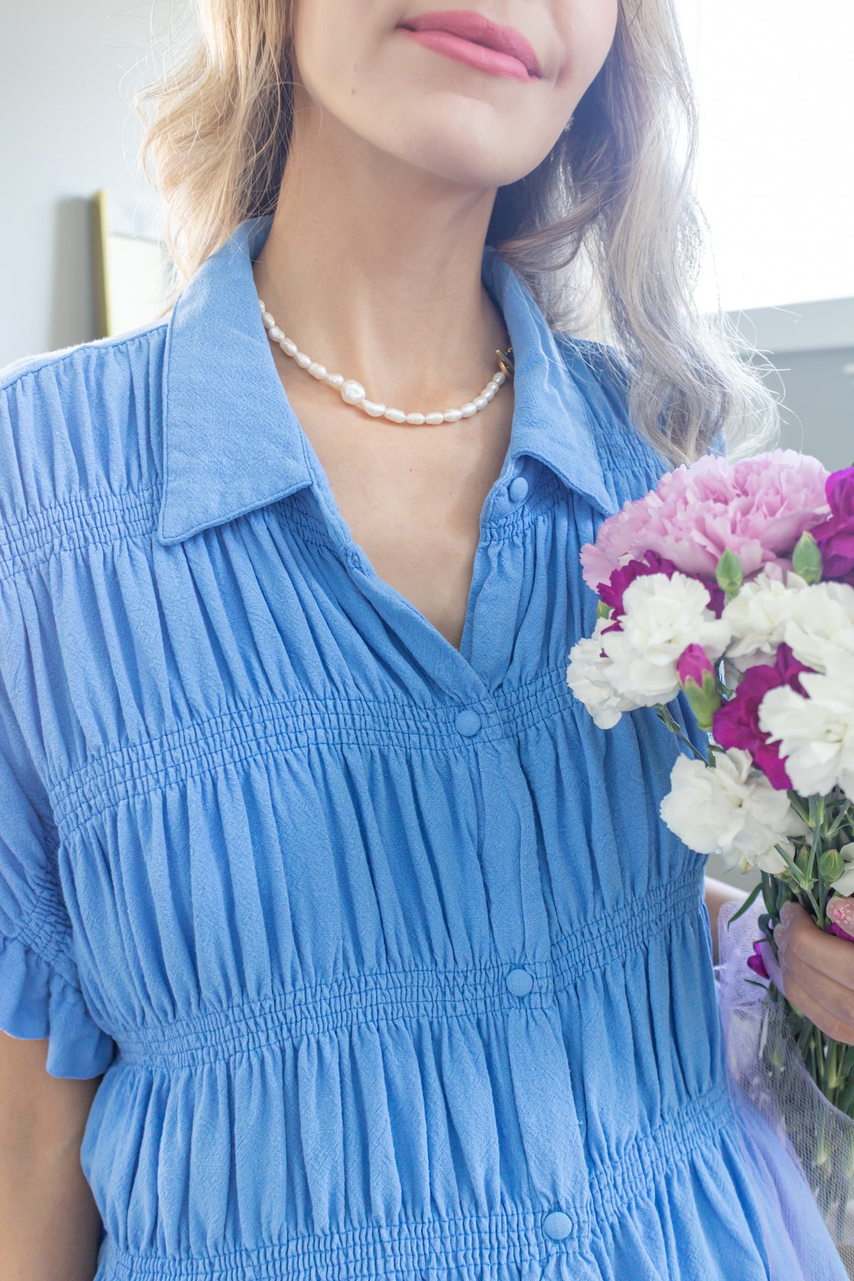 Petunia Washed Linen Smocked Babydoll Top