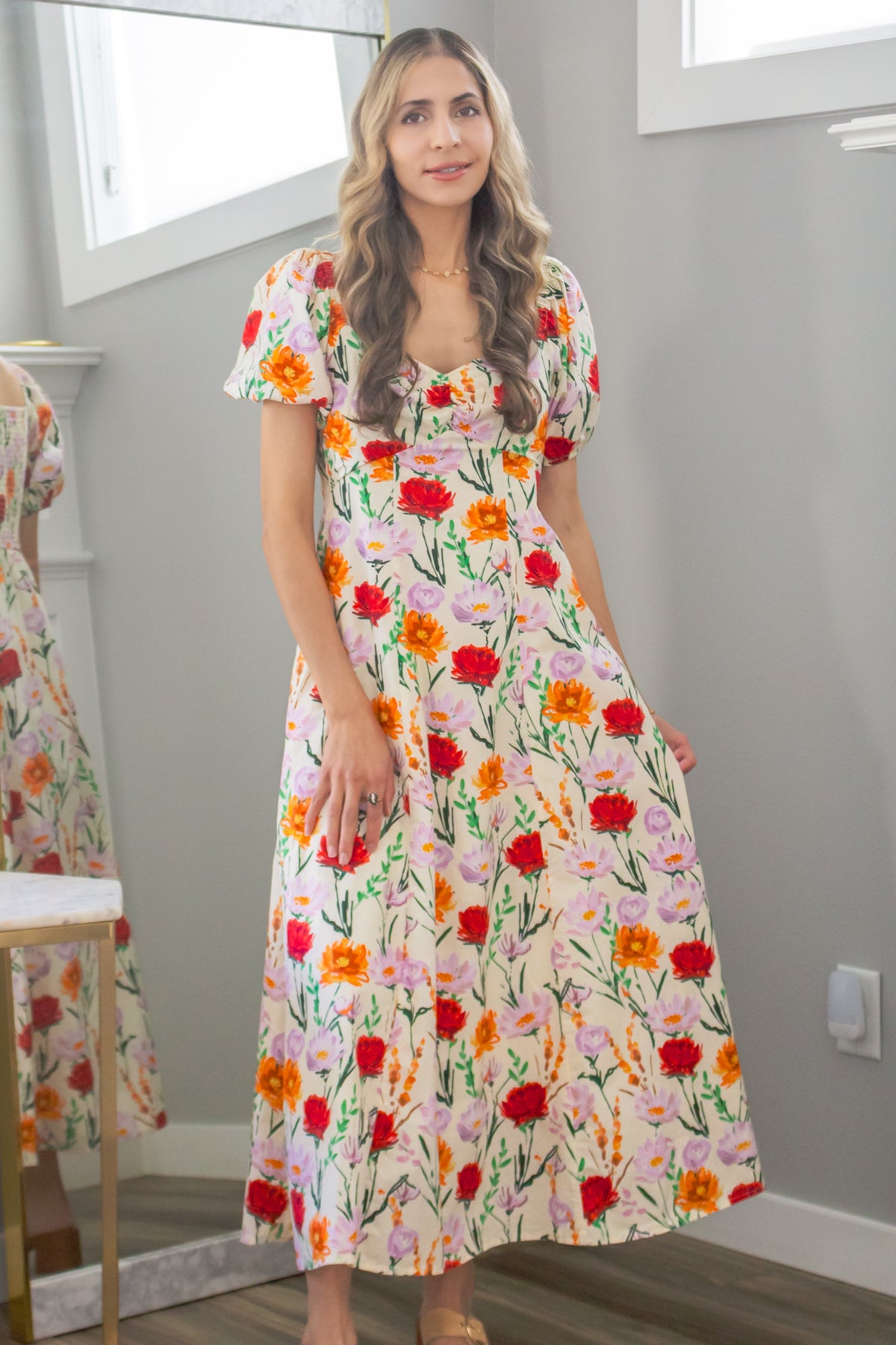 Autumn Wildflowers Babydoll Maxi Dress