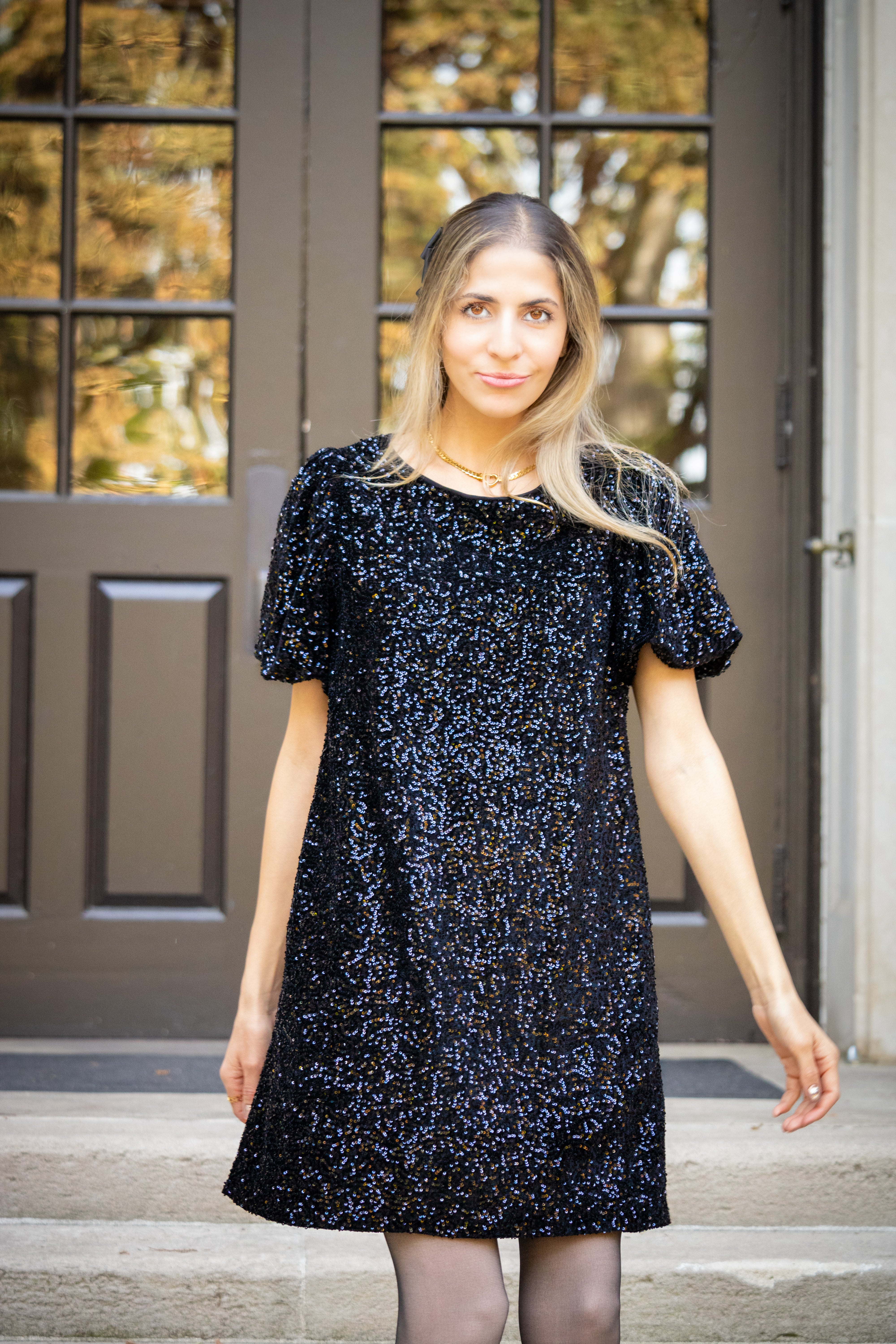 Sequin Shirt Dress In Swifty Midnight