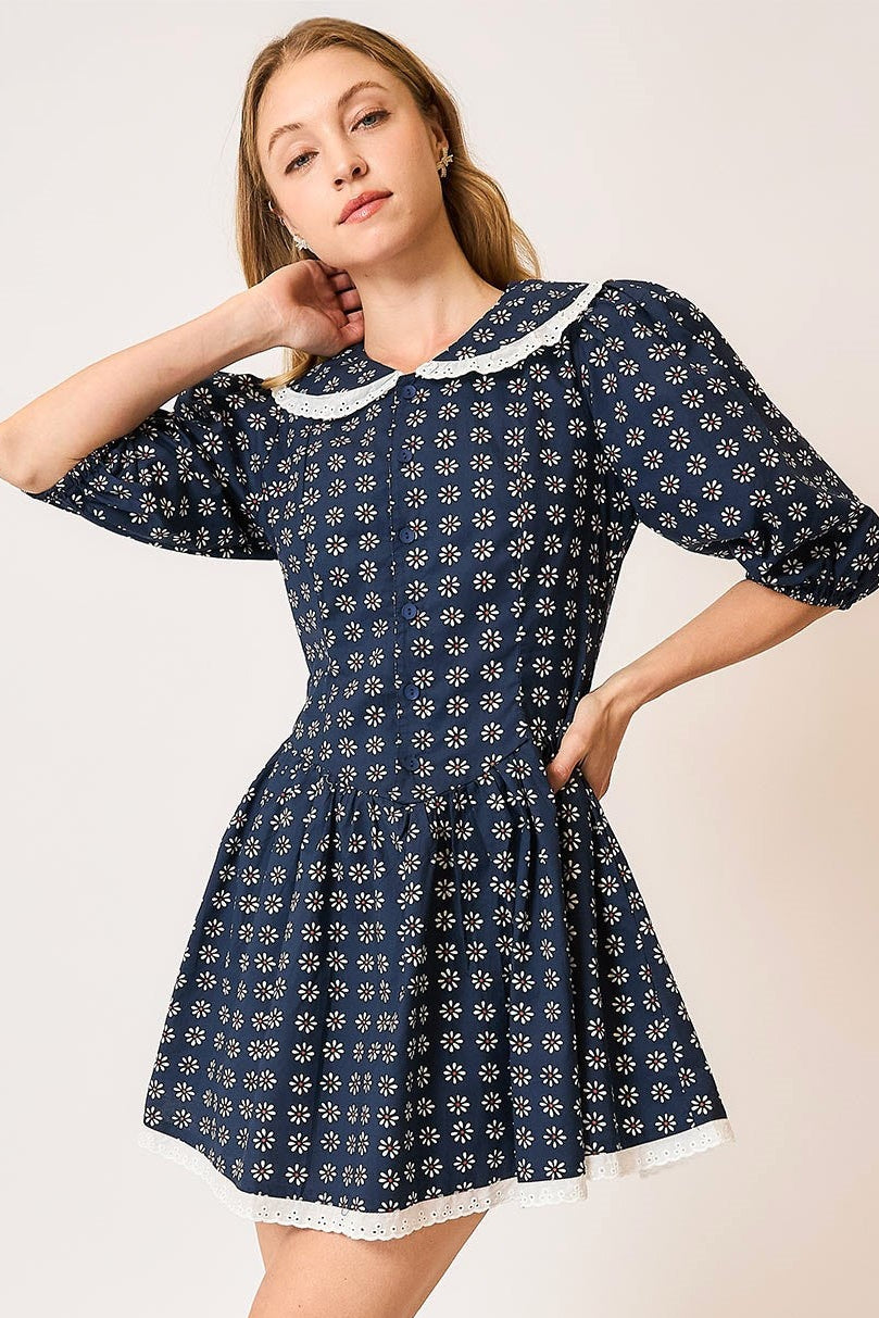 Book Club Peter Pan Floral Dress