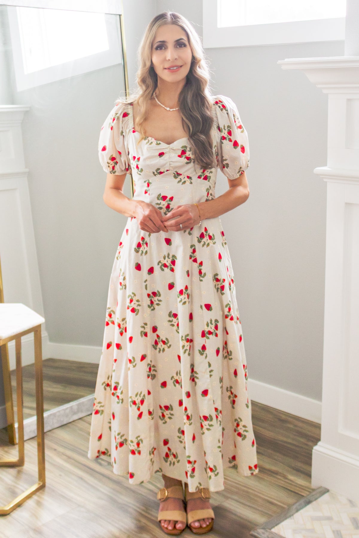 Strawberry Maxi Dress In 100 Cotton