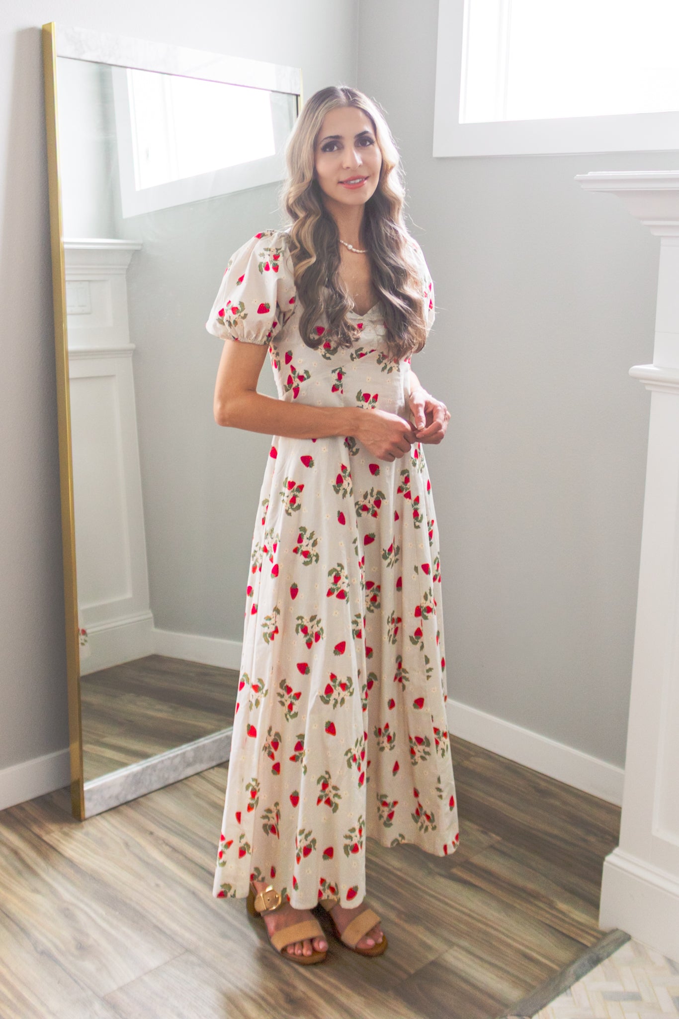 Strawberry Maxi Dress In 100 Cotton