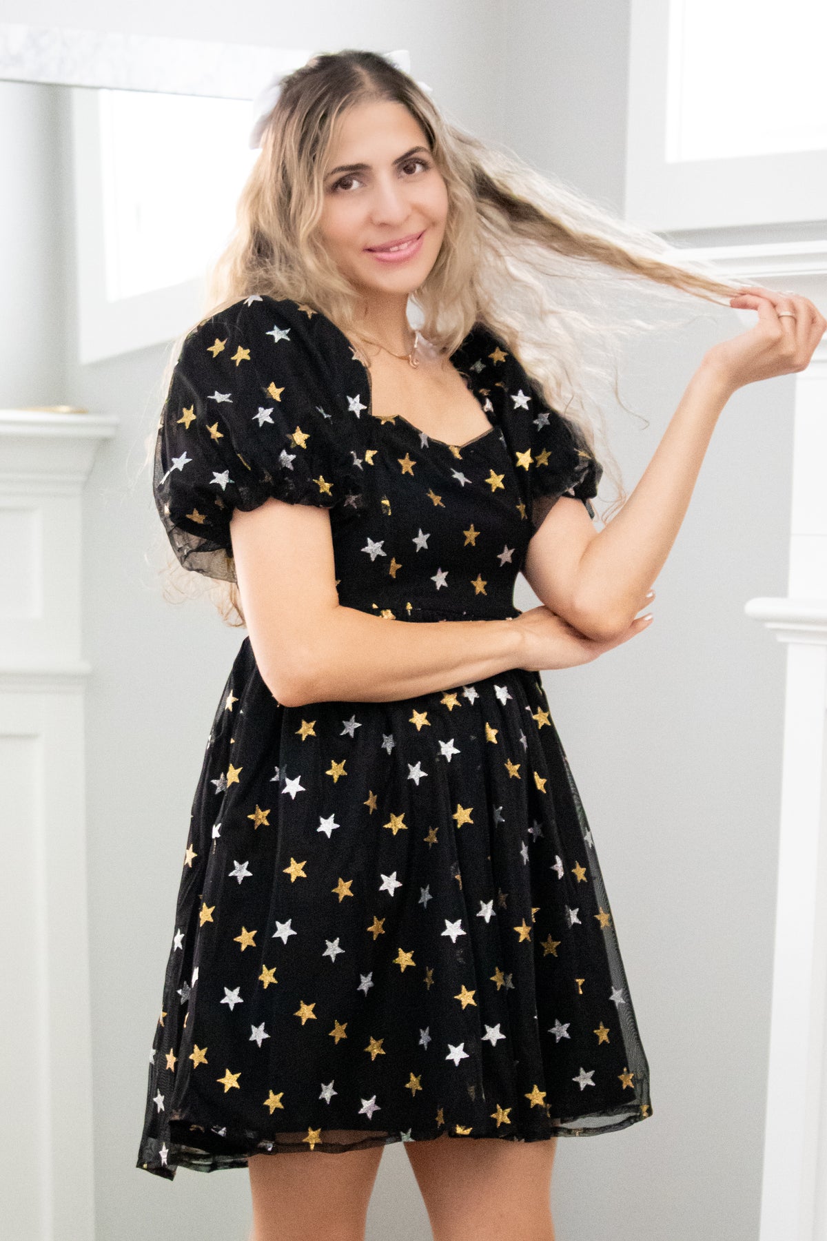 celestial cocktail dress In Swifty Midnight Stars Medium and beautifully dressed for Size:L (Waist 66-102 cm) ModelName-Sara Gown Styles Womens Black
