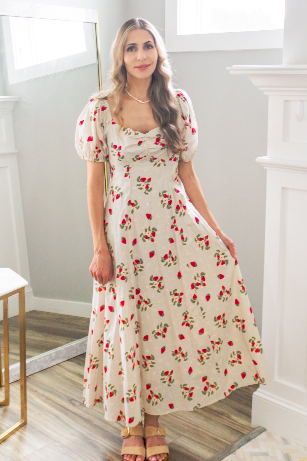 Strawberry Maxi Dress In 100 Cotton