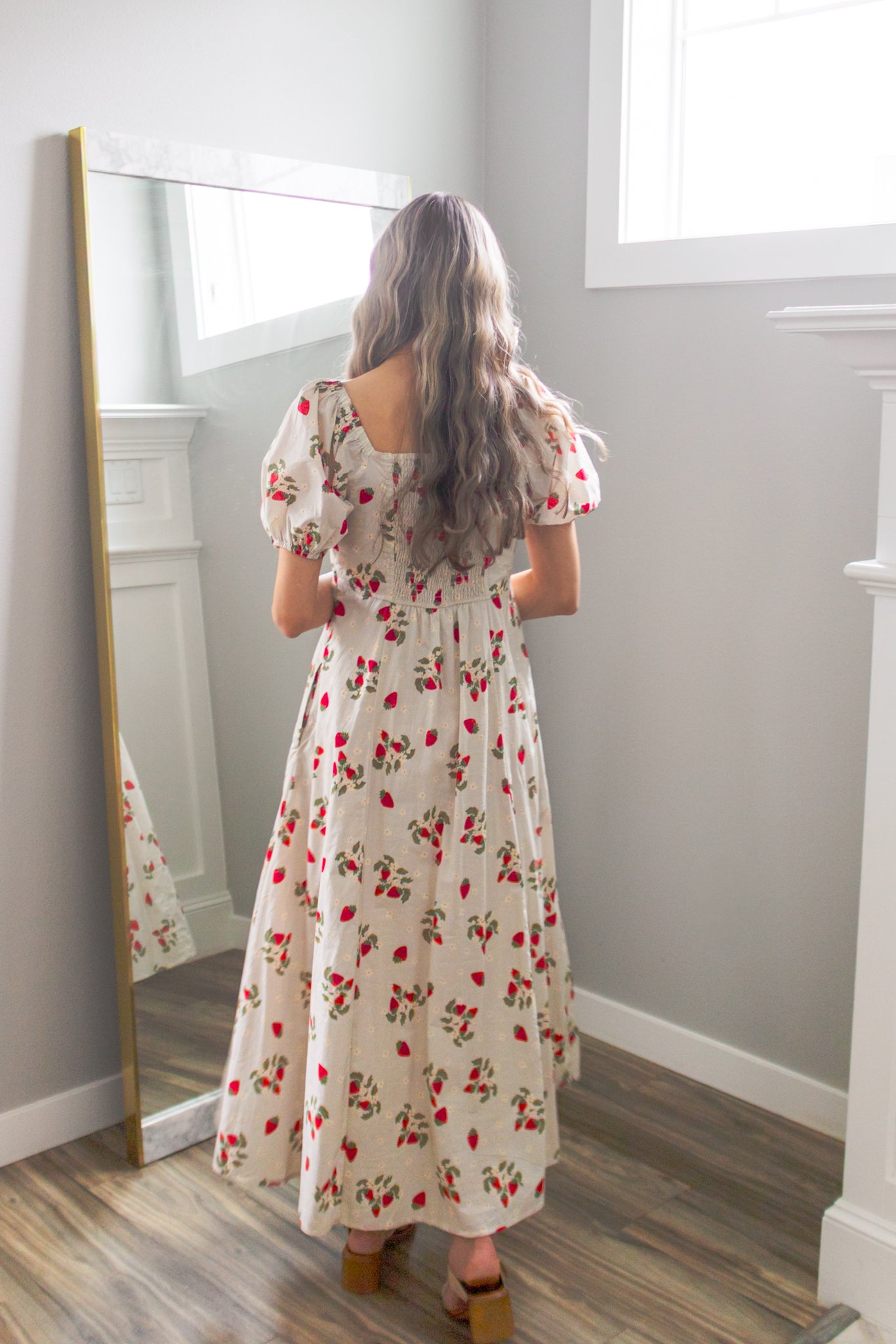 Strawberry Maxi Dress In 100 Cotton