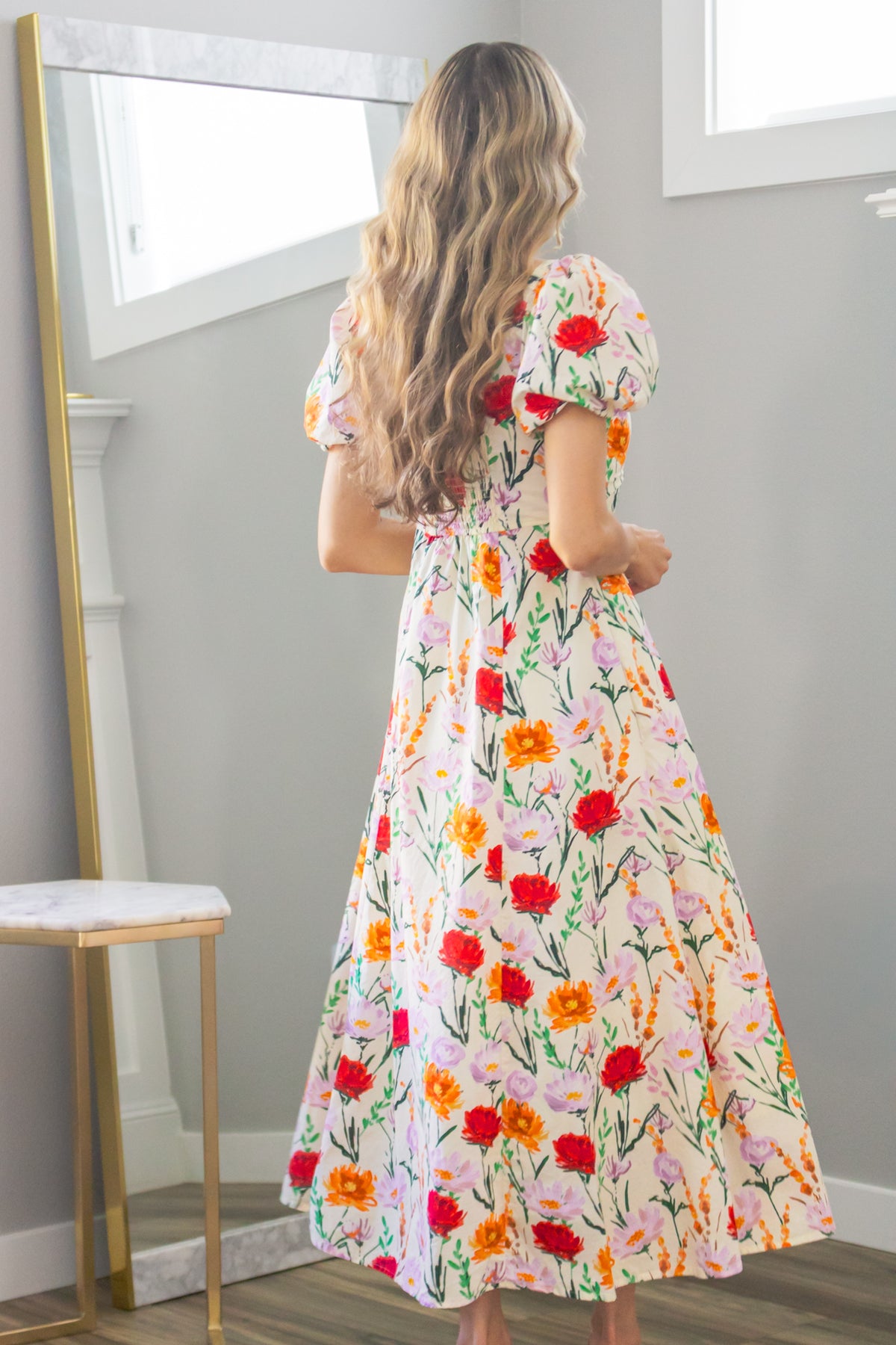 Autumn Wildflowers Babydoll Maxi Dress