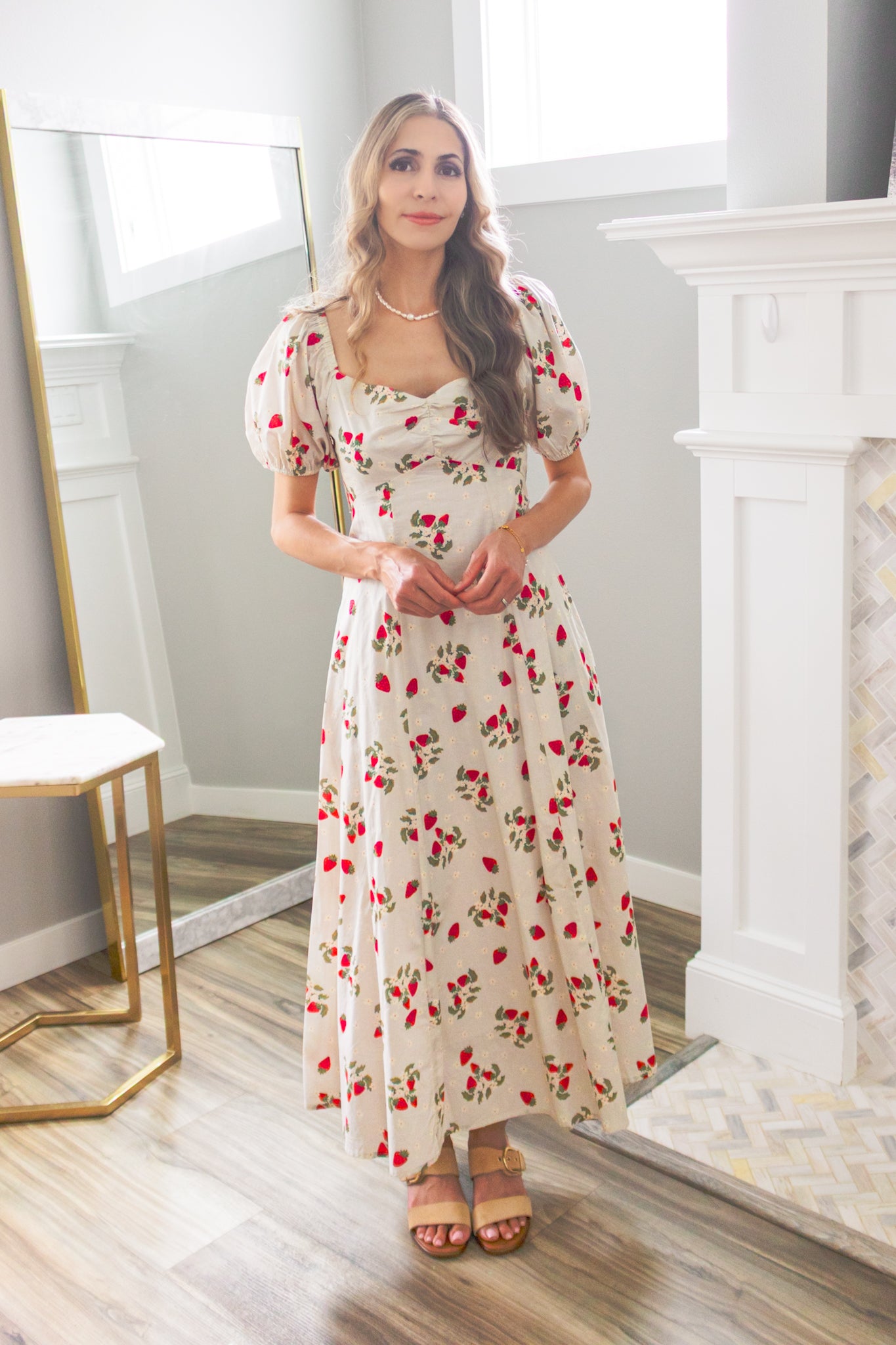 Strawberry Maxi Dress In 100 Cotton