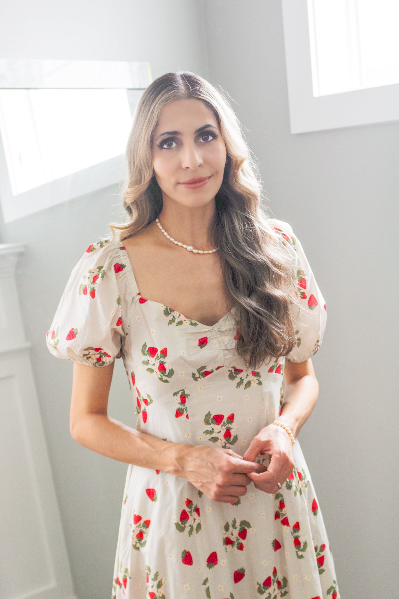 Strawberry Maxi Dress In 100 Cotton