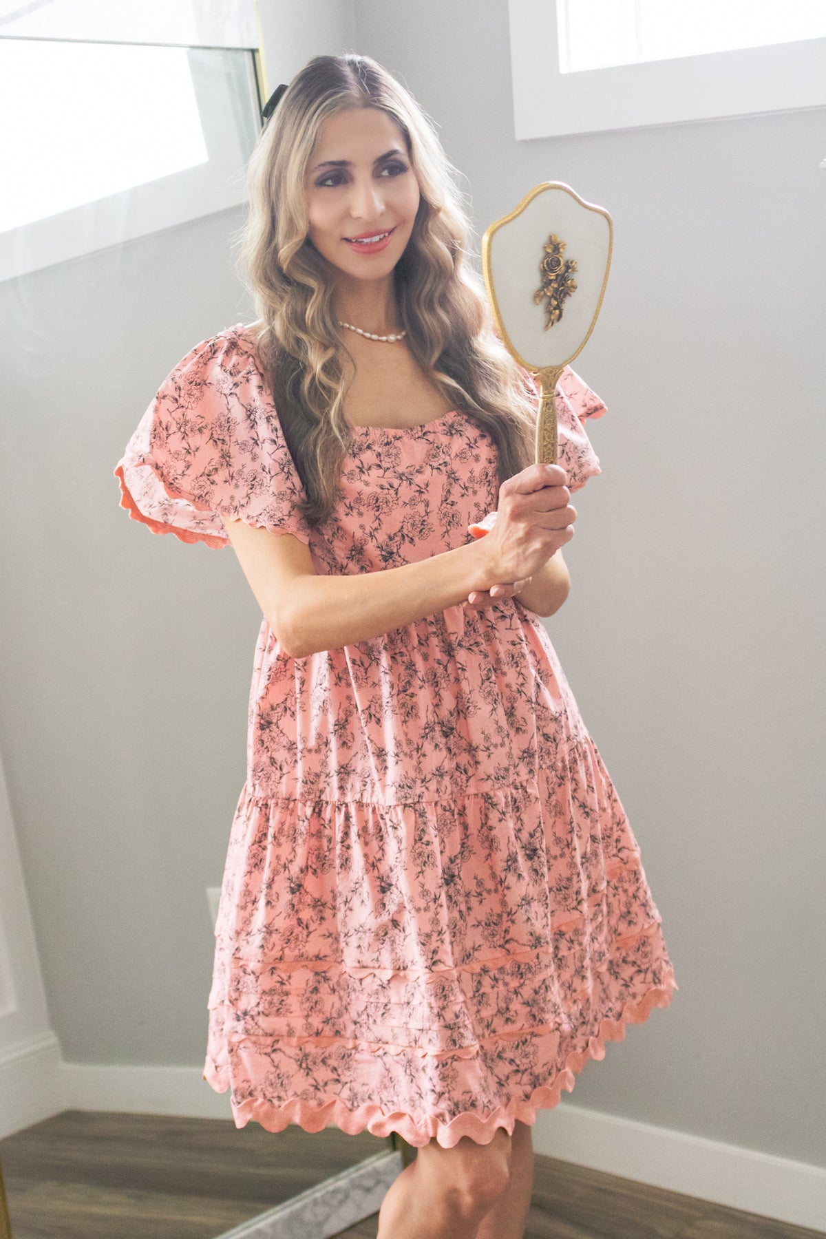 Love Letters Vintage Floral Cotton Dress in Rose