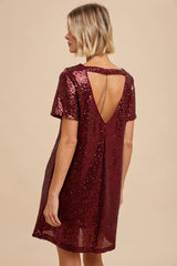 Burgundy Sequin Swifty T-Shirt Dress Red Era -SALE- (Size SMALL Left)