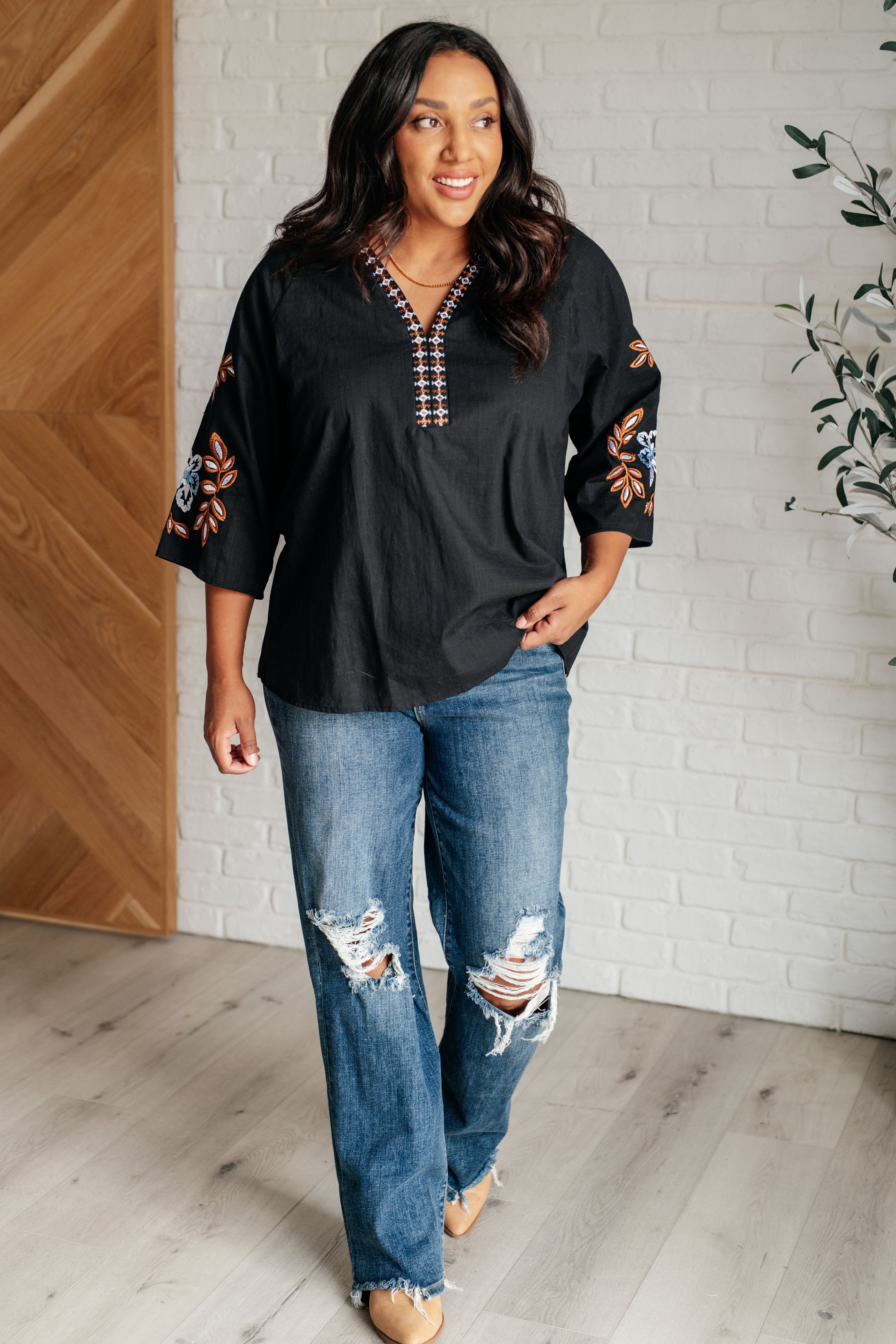 All In Me Embroidered Cotton Blouse