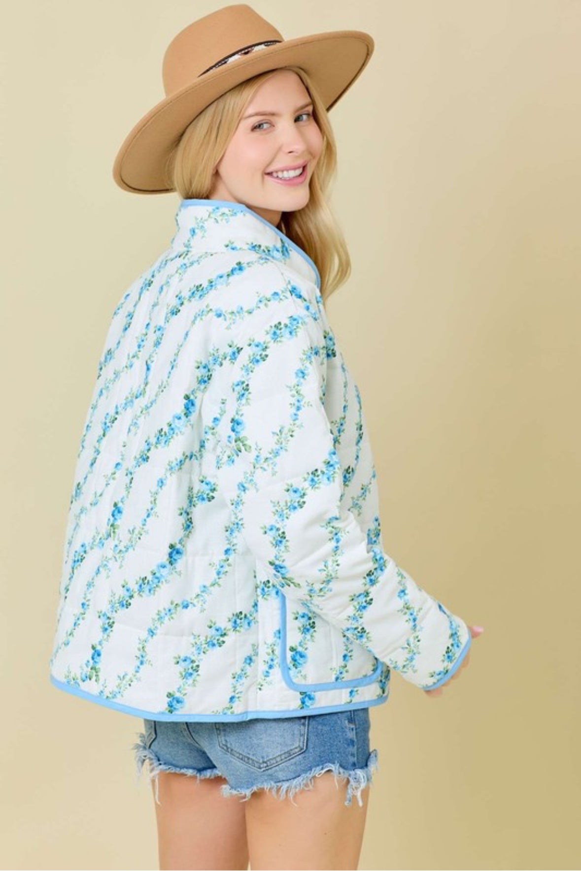 Sweet Petals Quilted Jacket In Sky -SALE-