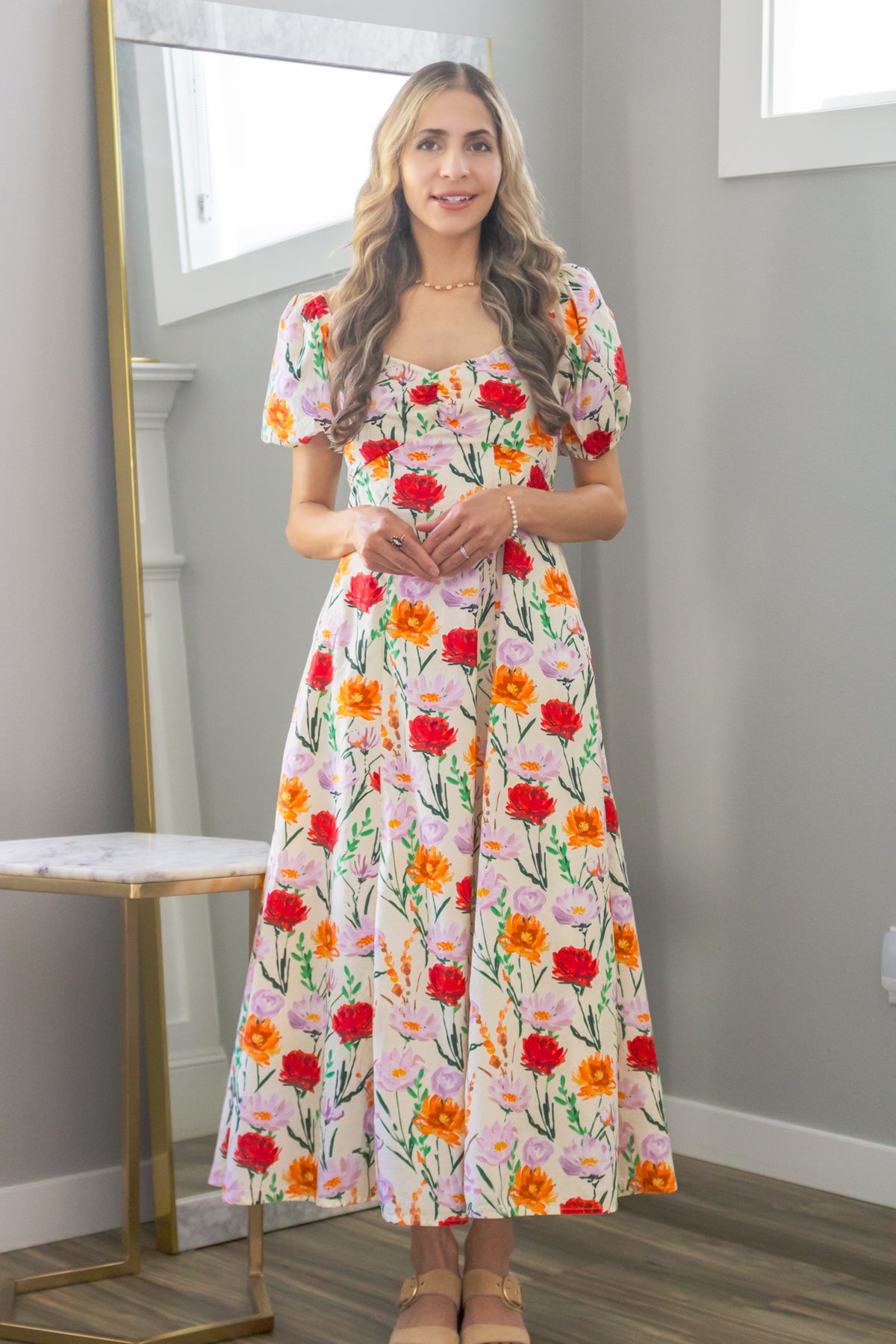 Autumn Wildflowers Babydoll Maxi Dress