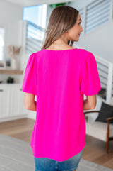 Barbie Puff Sleeve Blouse in Hot Pink