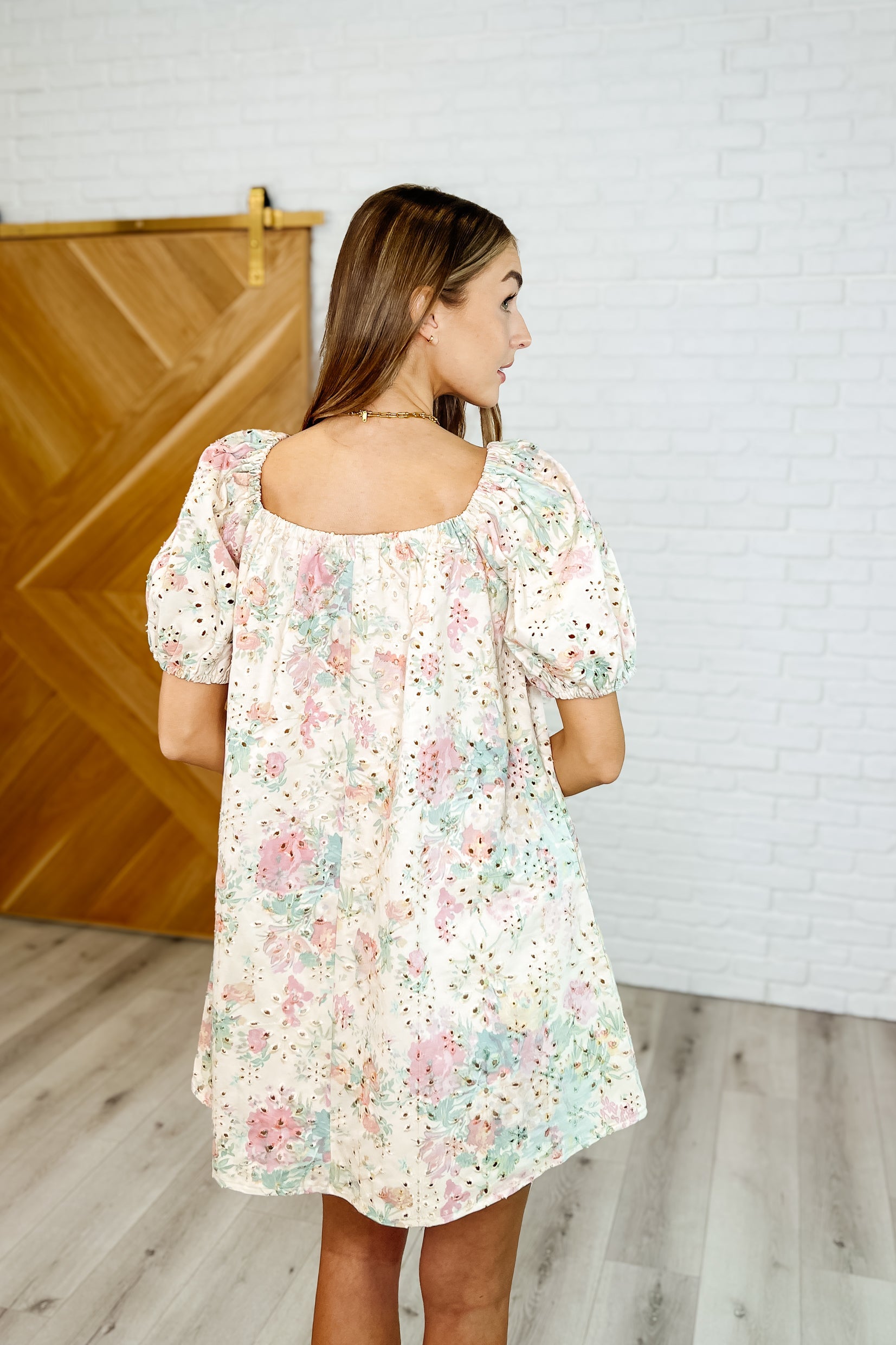 Bow Peep Cotton Eyelet Knit Dress in Pink and Green