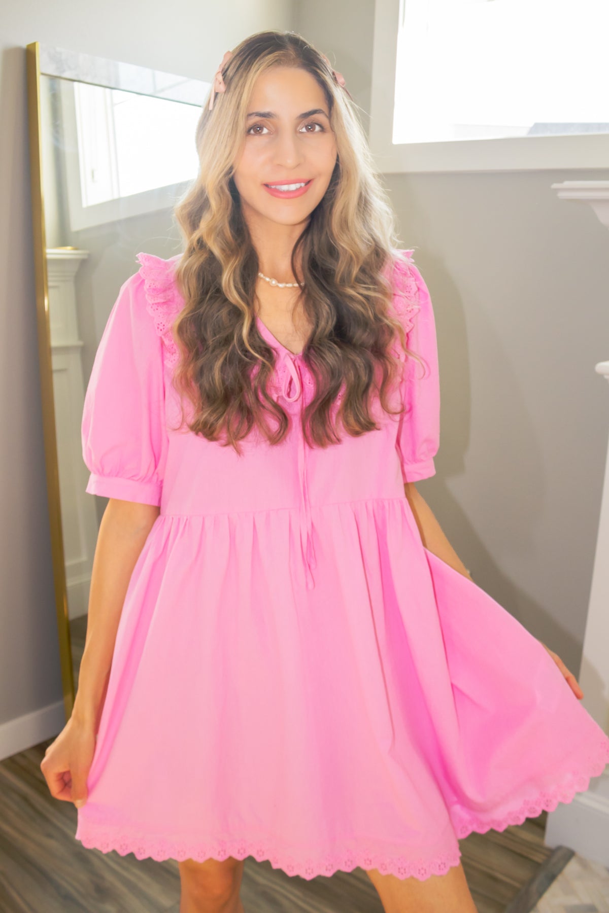 Peter Pan 100 Cotton Dress in Pink
