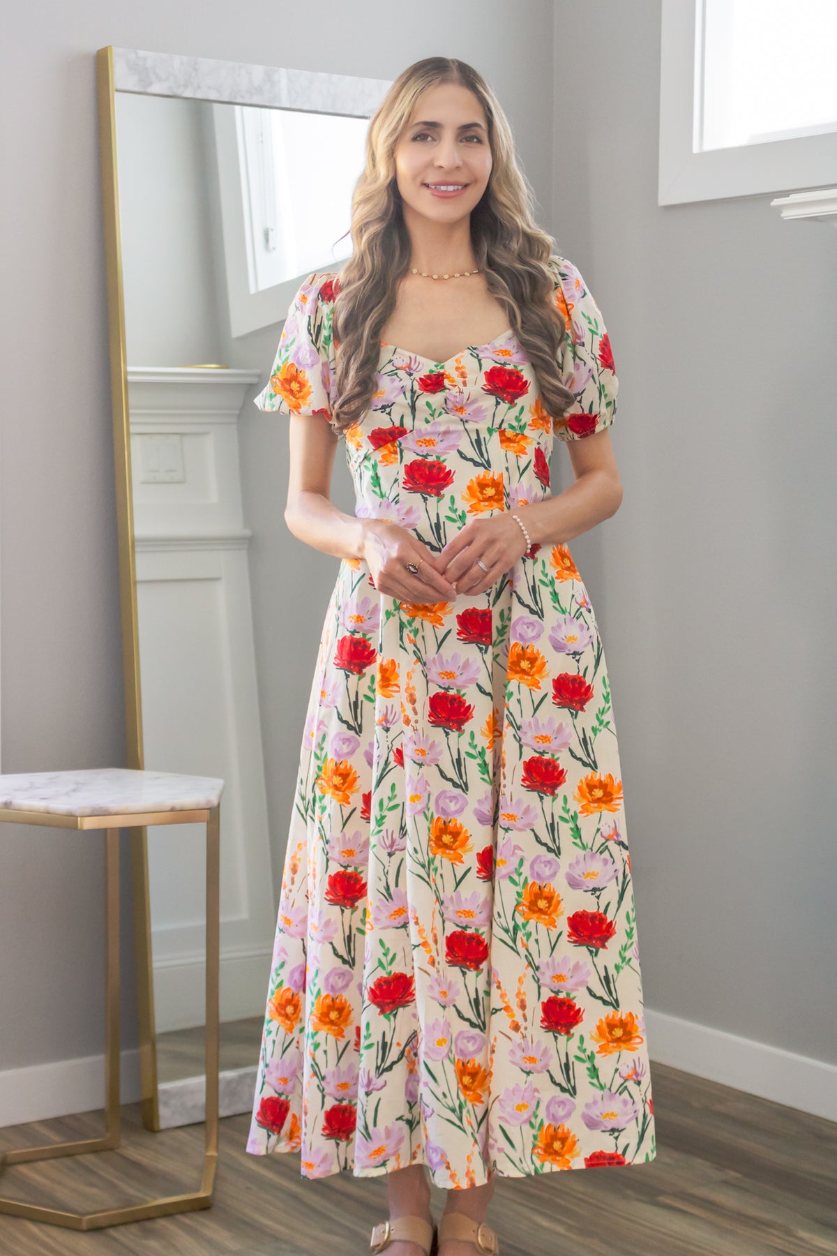 Autumn Wildflowers Babydoll Maxi Dress