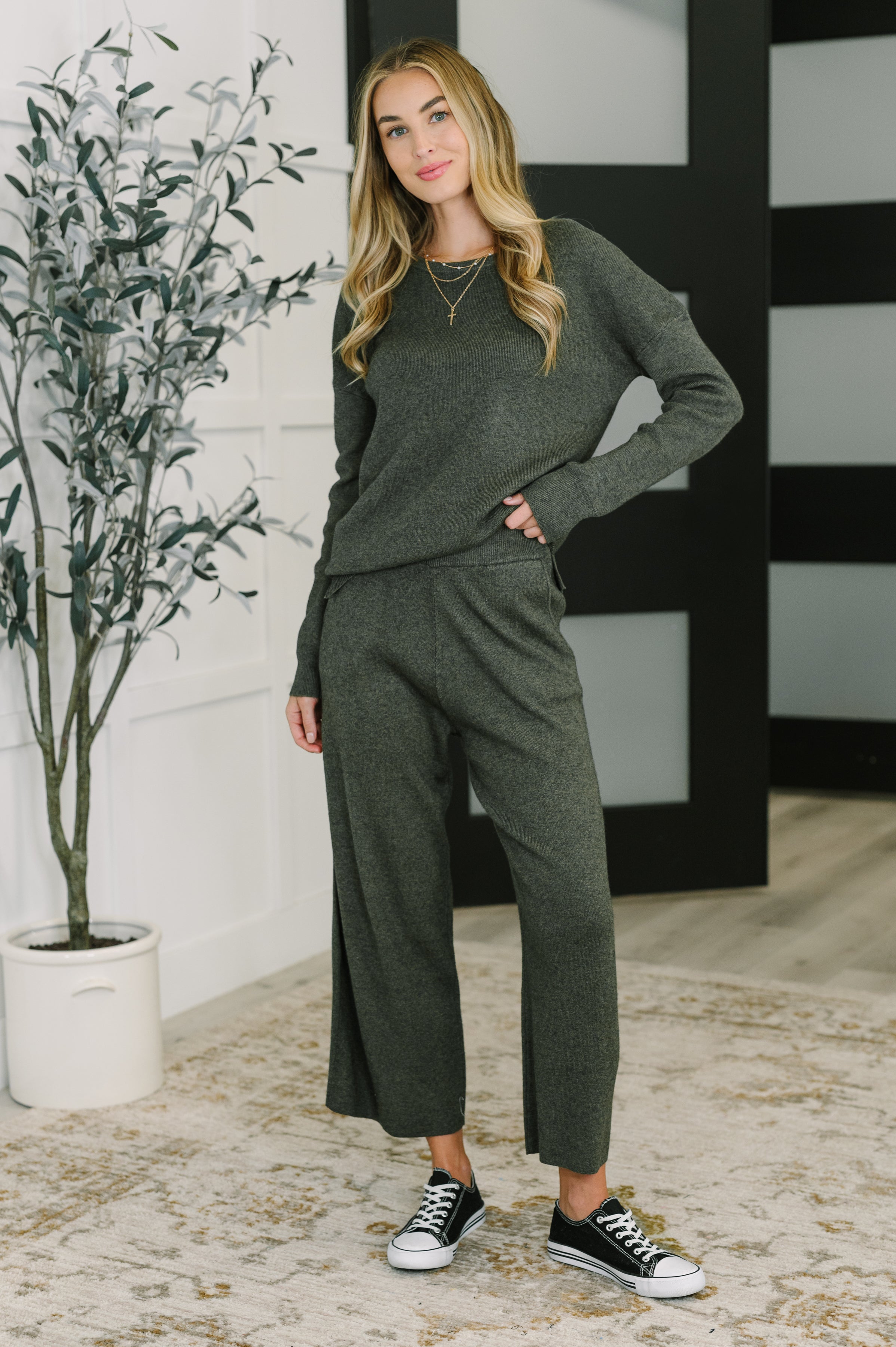 Clove Cashmere Culottes Bottoms in Moss