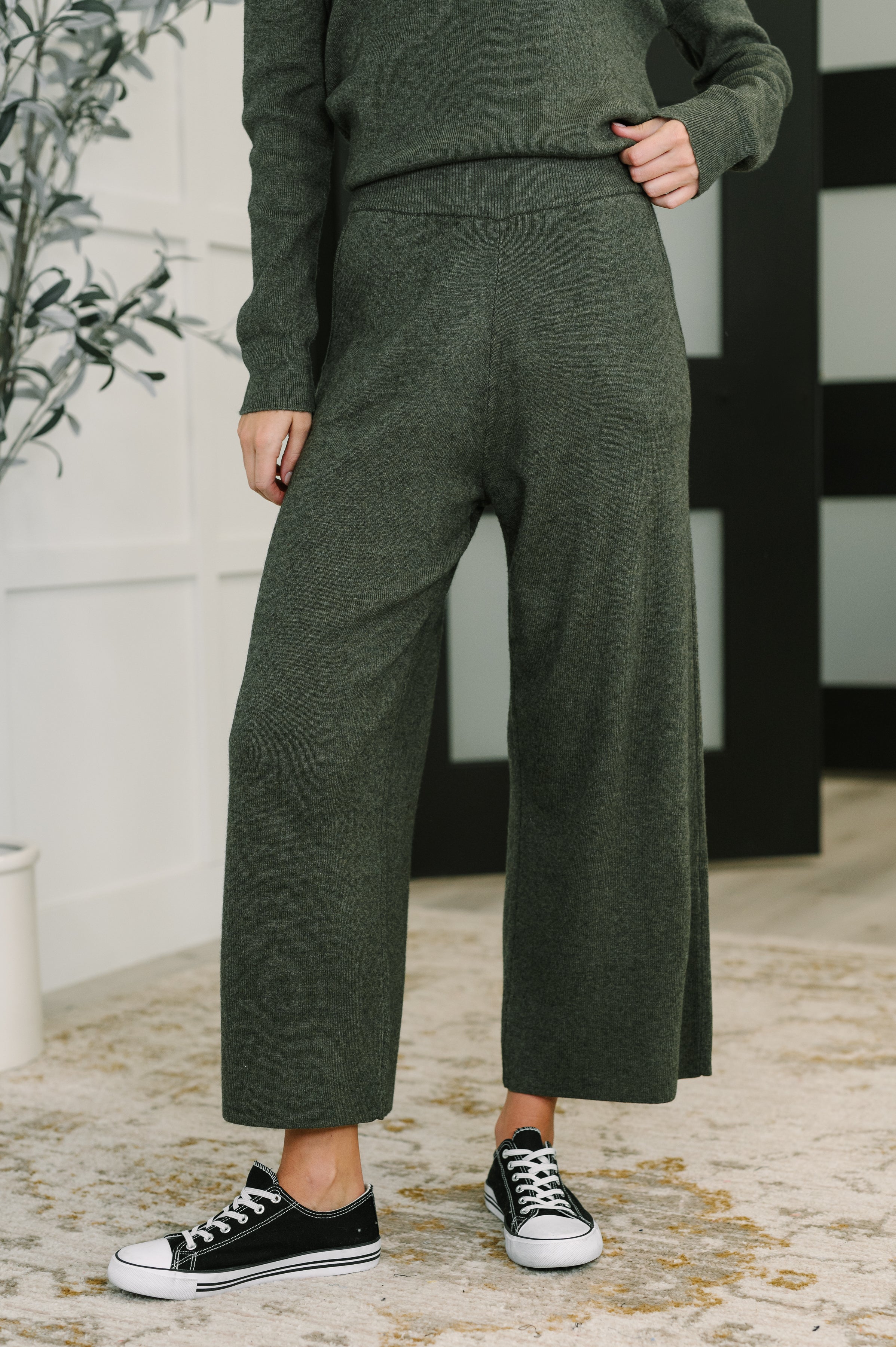 Clove Cashmere Culottes Bottoms in Moss