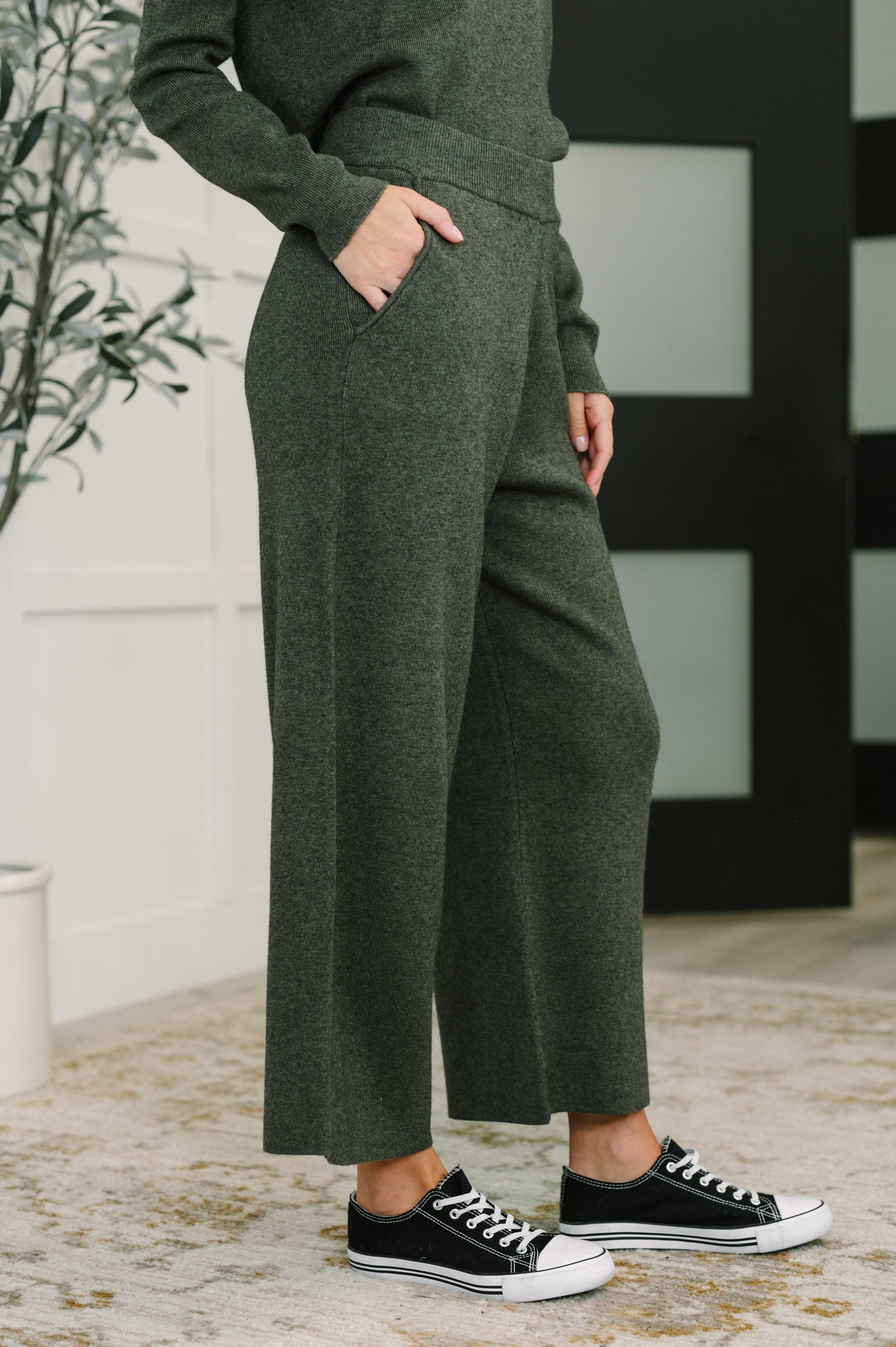 Clove Cashmere Culottes Bottoms in Moss