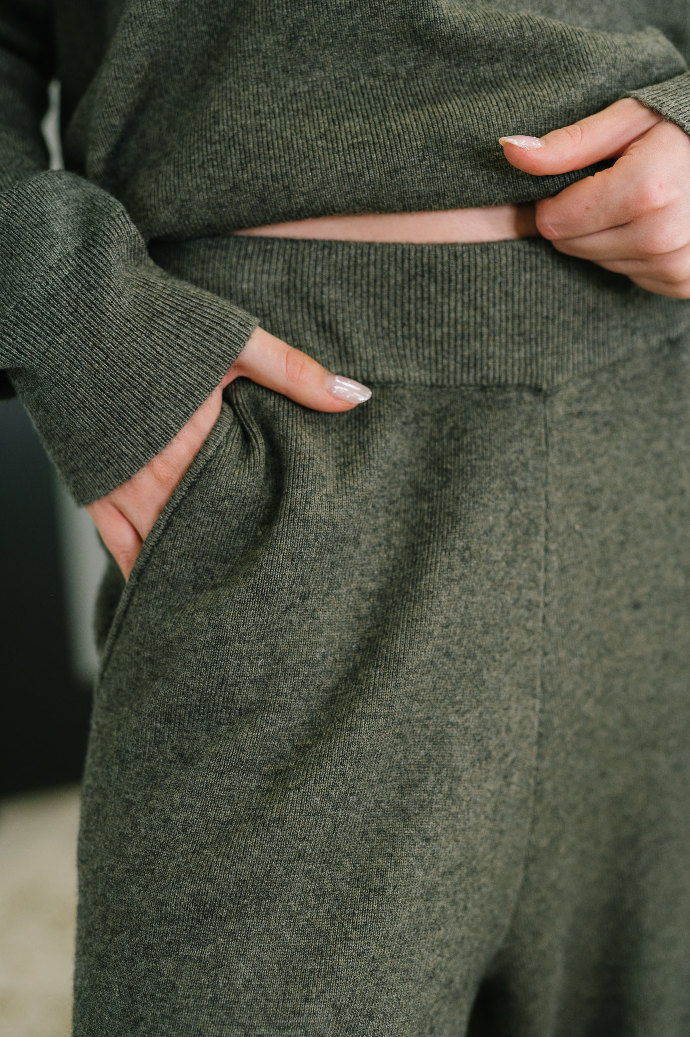 Clove Cashmere Culottes Bottoms in Moss