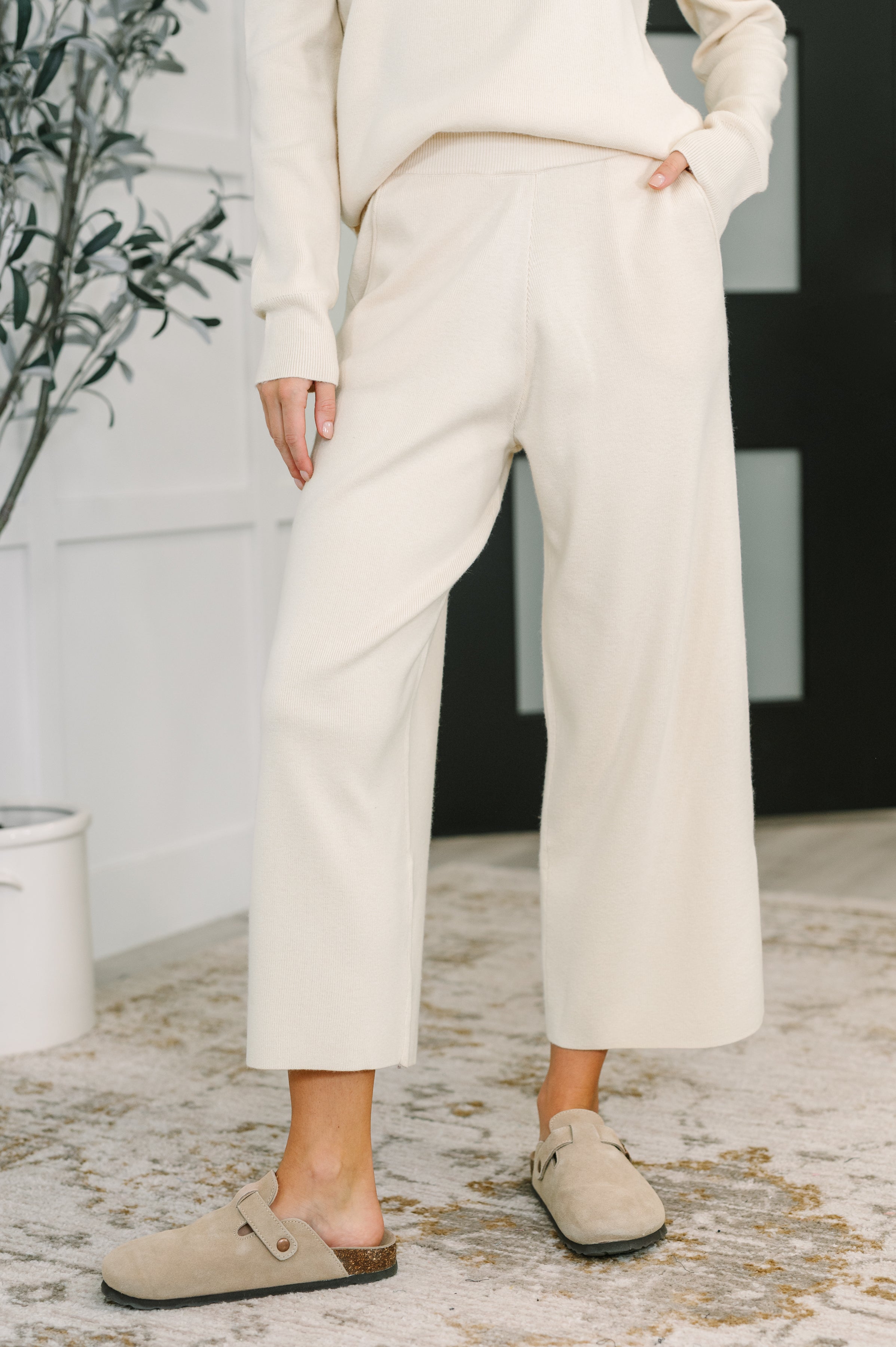 Clove Cashmere Culottes Bottoms in Oat