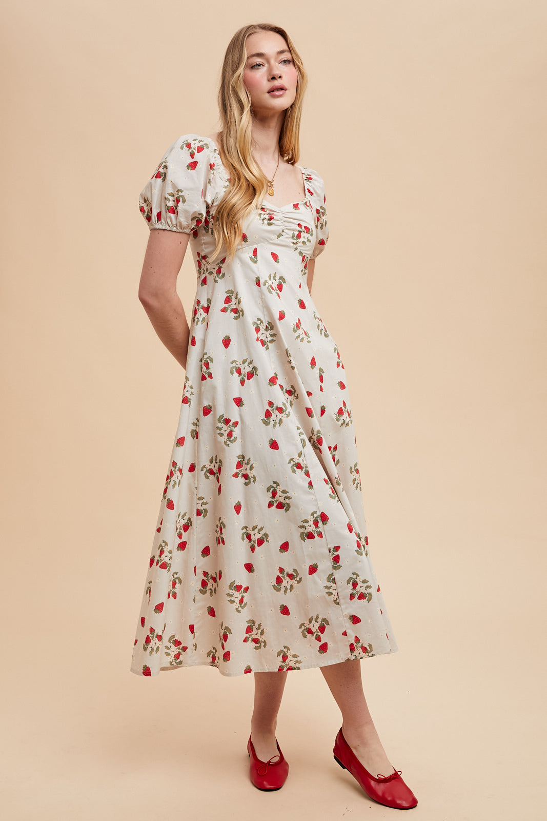 Strawberry Dress in 100 Cotton Medium Strawberry Dress in 100 Cotton Medium