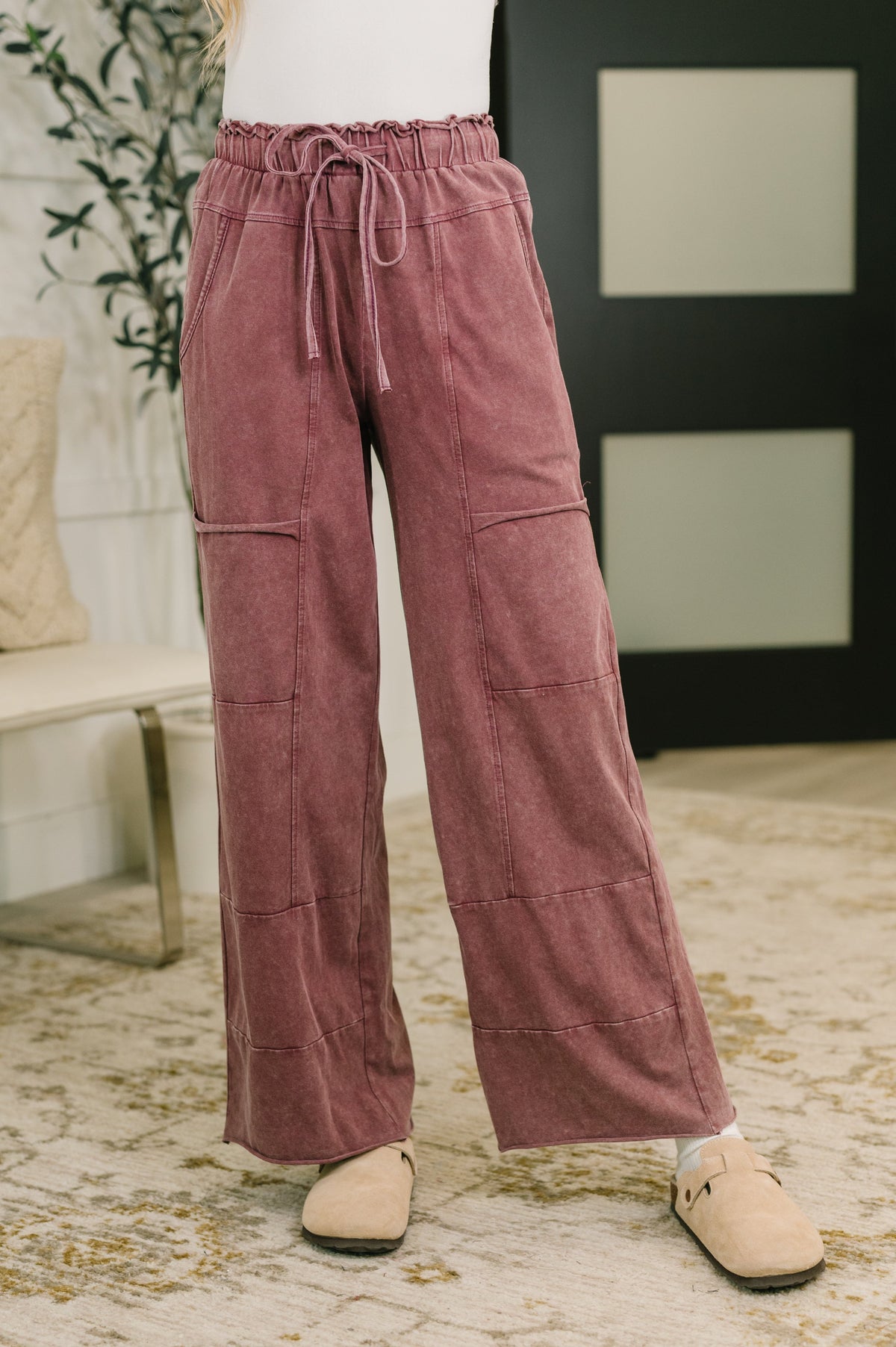Cozy Mineral Wash High Waisted Sweat Pants