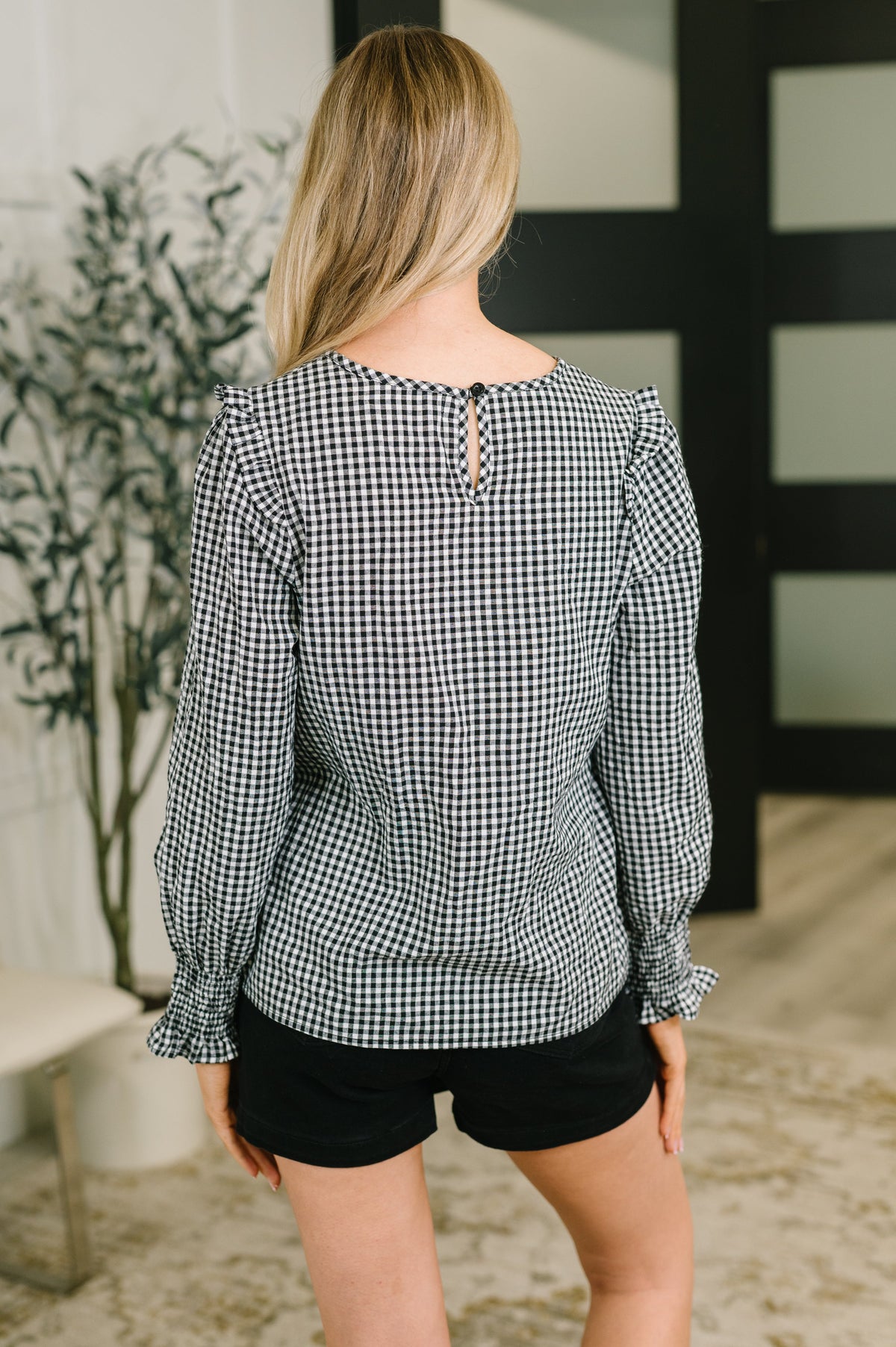 Lovely Feeling Gingham Cotton Blouse