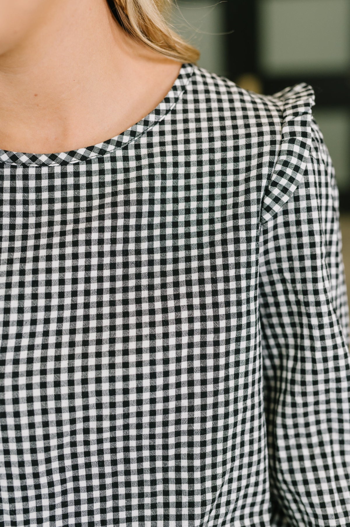 Lovely Feeling Gingham Cotton Blouse