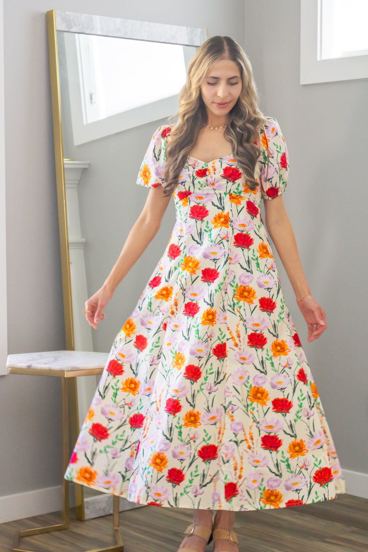 Autumn Wildflowers Babydoll Maxi Dress