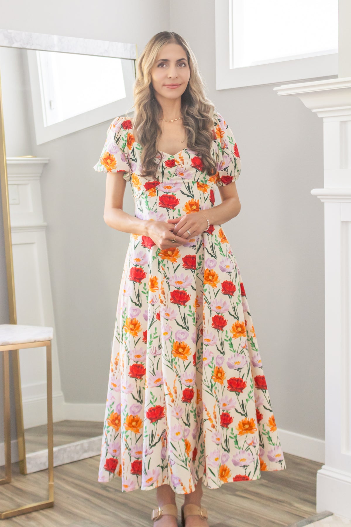 Autumn Wildflowers Babydoll Maxi Dress