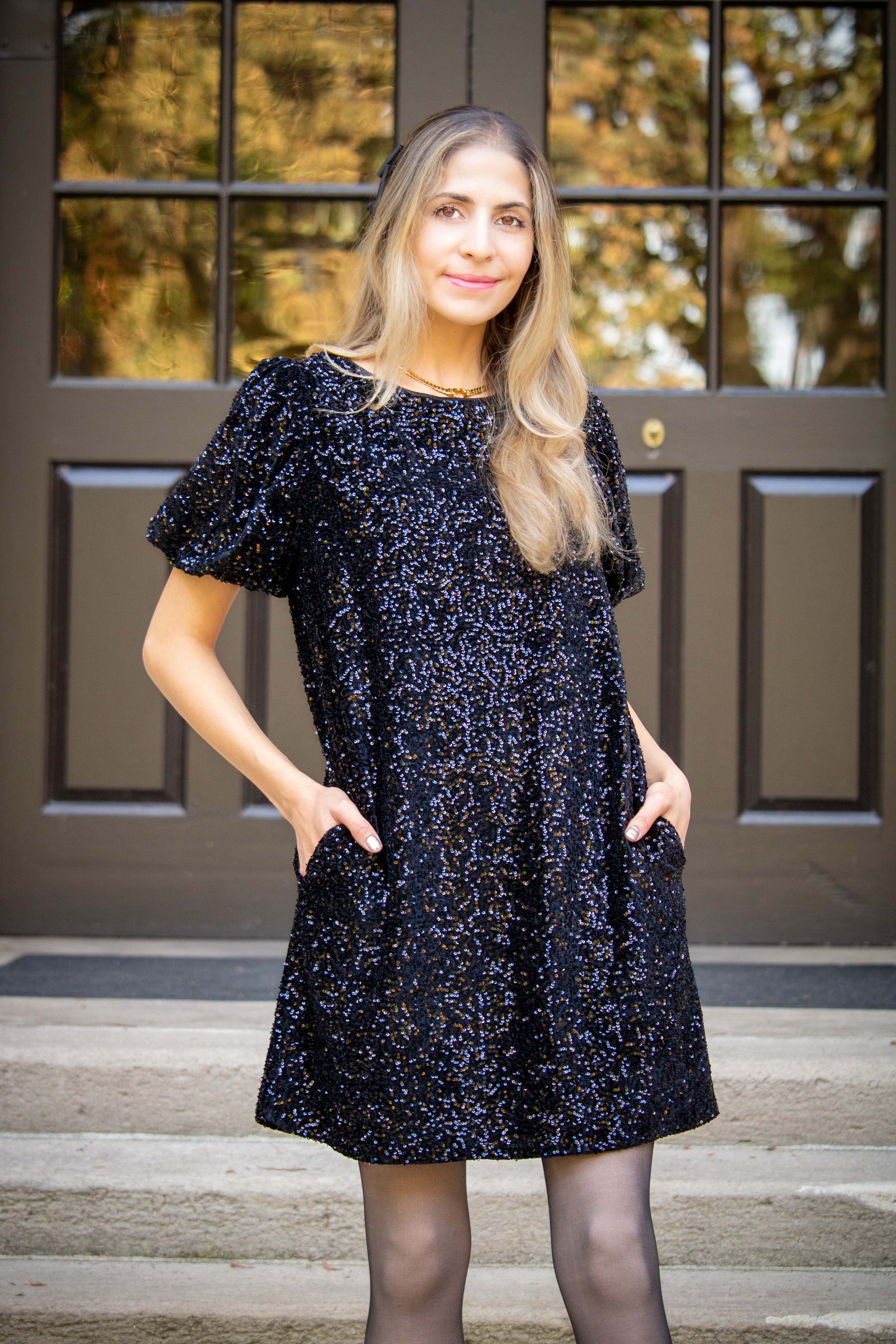 Sequin Shirt Dress In Swifty Midnight