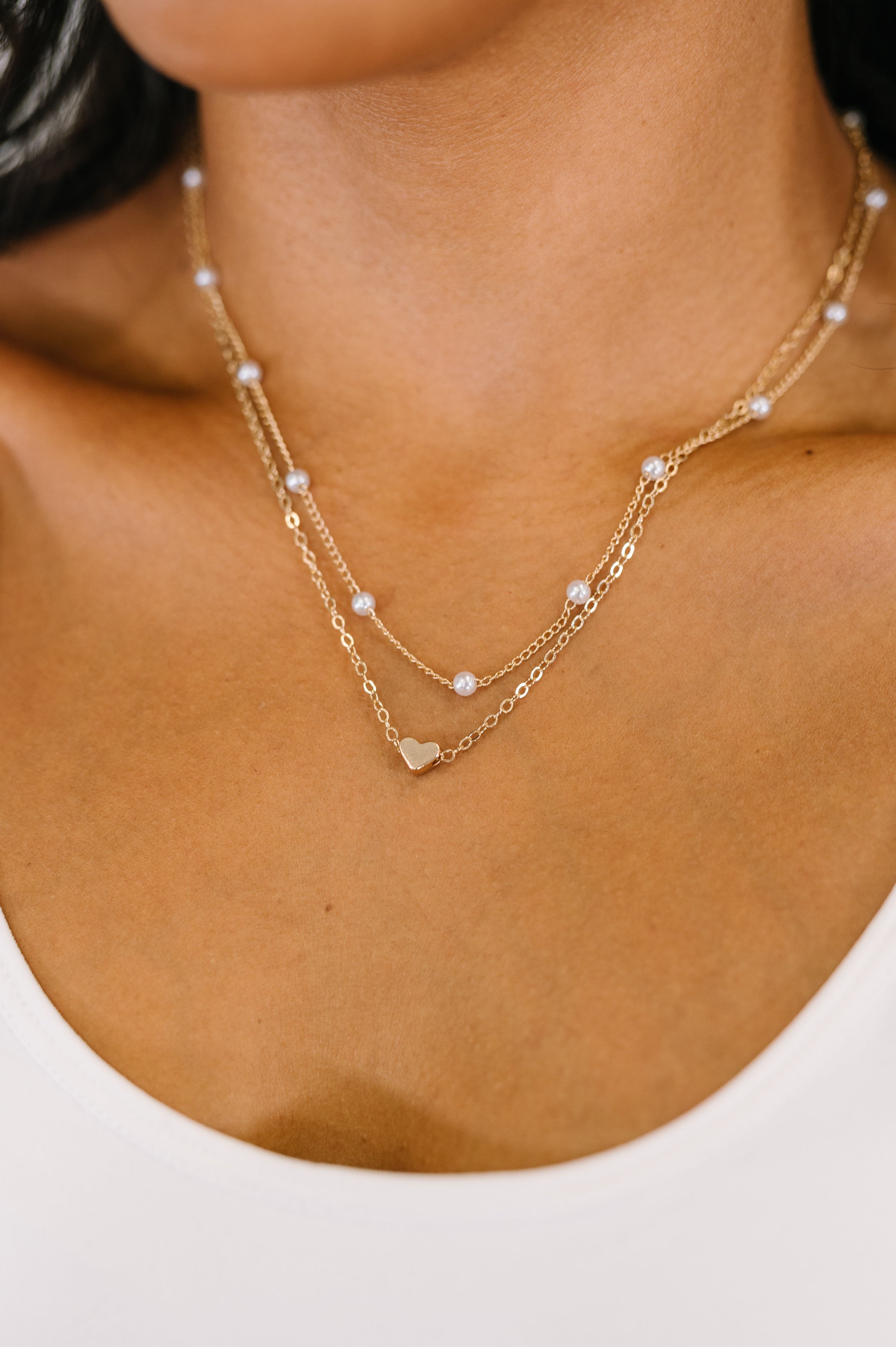 Gold Plated Heart of Gold Pendant Necklace Layered Set in Gold