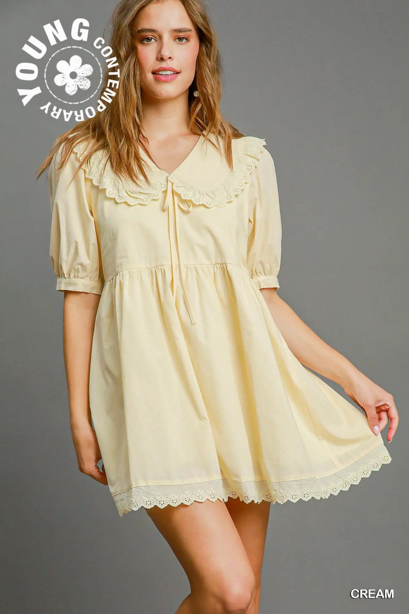 Peter Pan Vintage Babydoll Dress In Butter Cream *preorder*