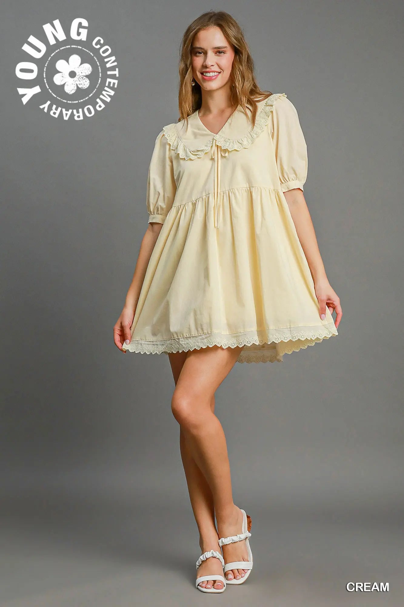 Peter Pan Vintage Babydoll Dress In Butter Cream *preorder*