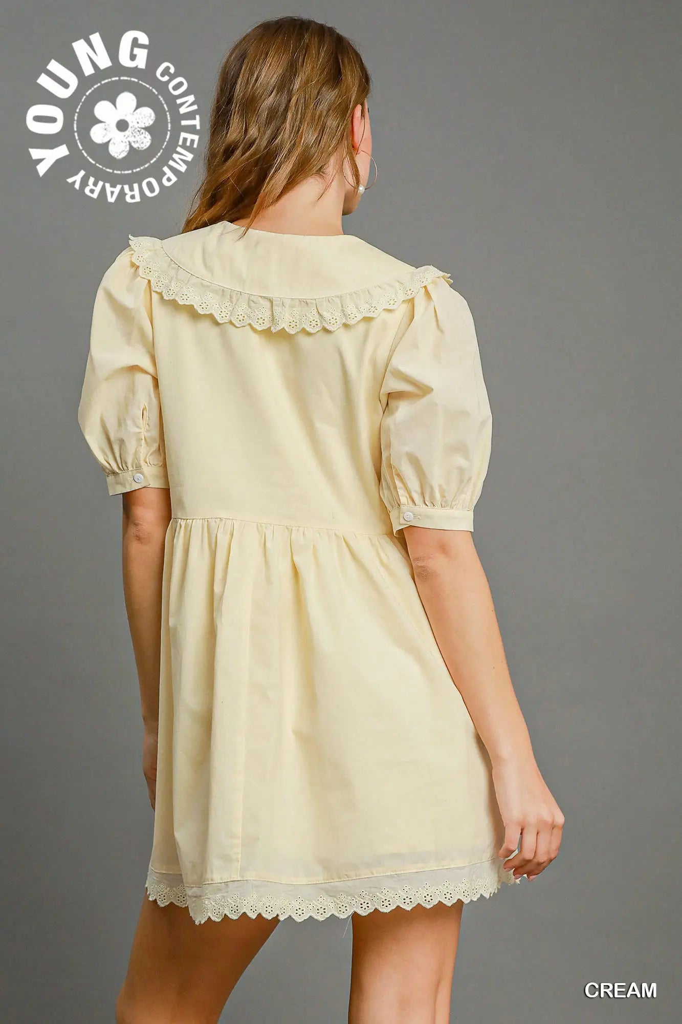 Peter Pan Vintage Babydoll Dress In Butter Cream *preorder*