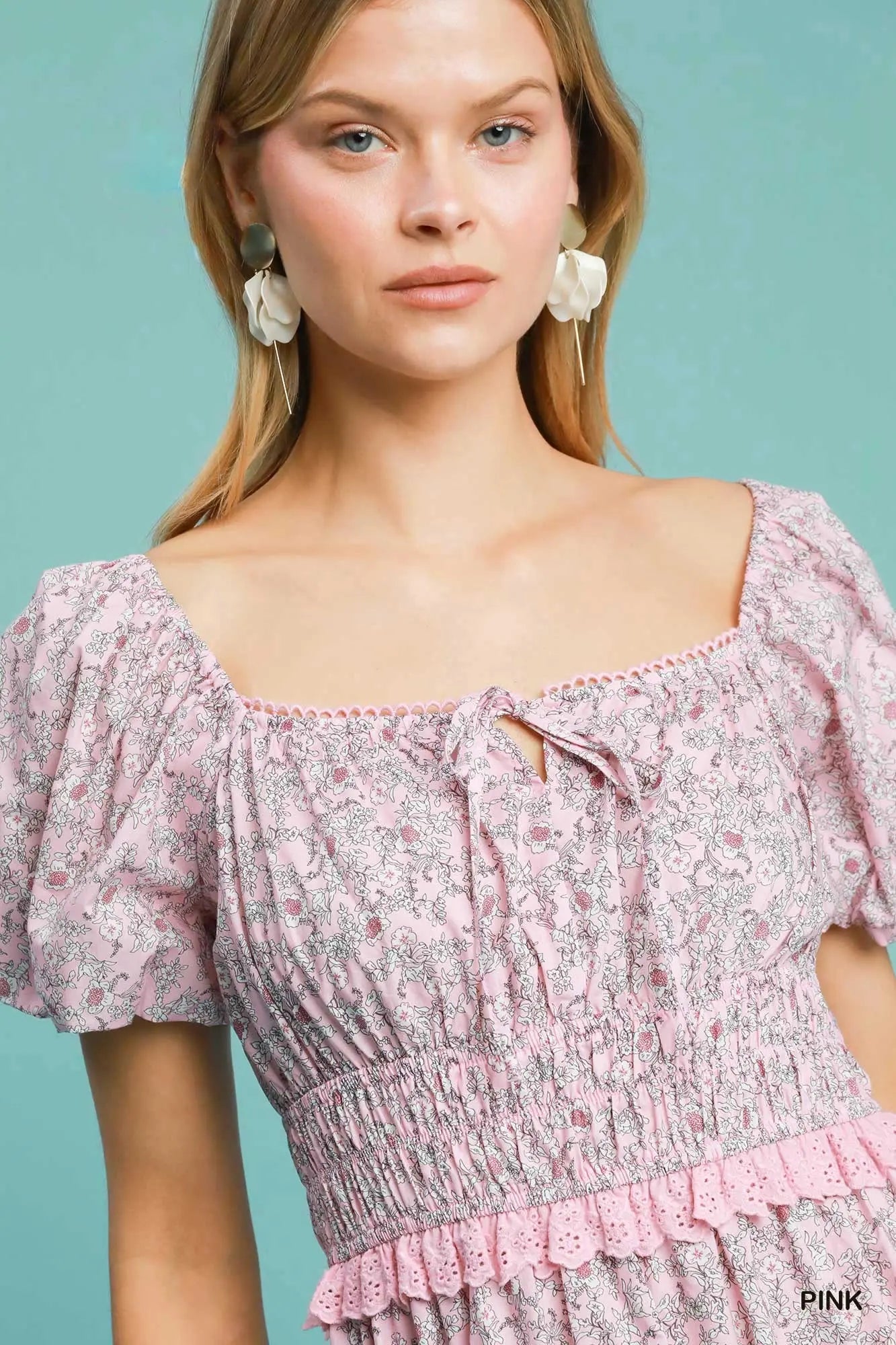 Tea Party Smocked Floral Cotton Midi Dress *preorder*