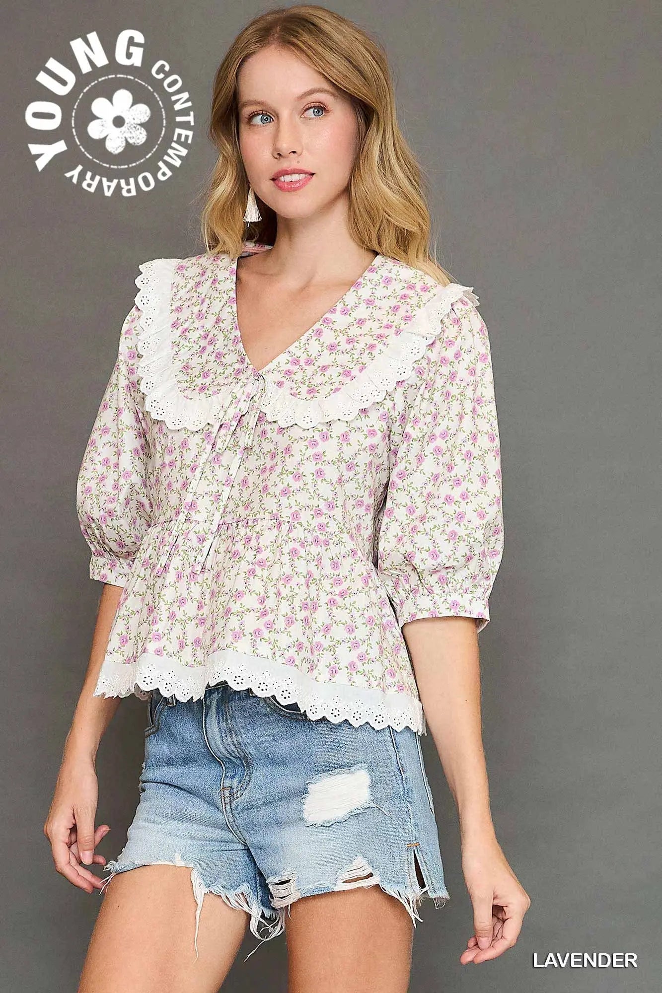 Peter Pan Cotton Ruffle Top in Lavender Rose *preorder*