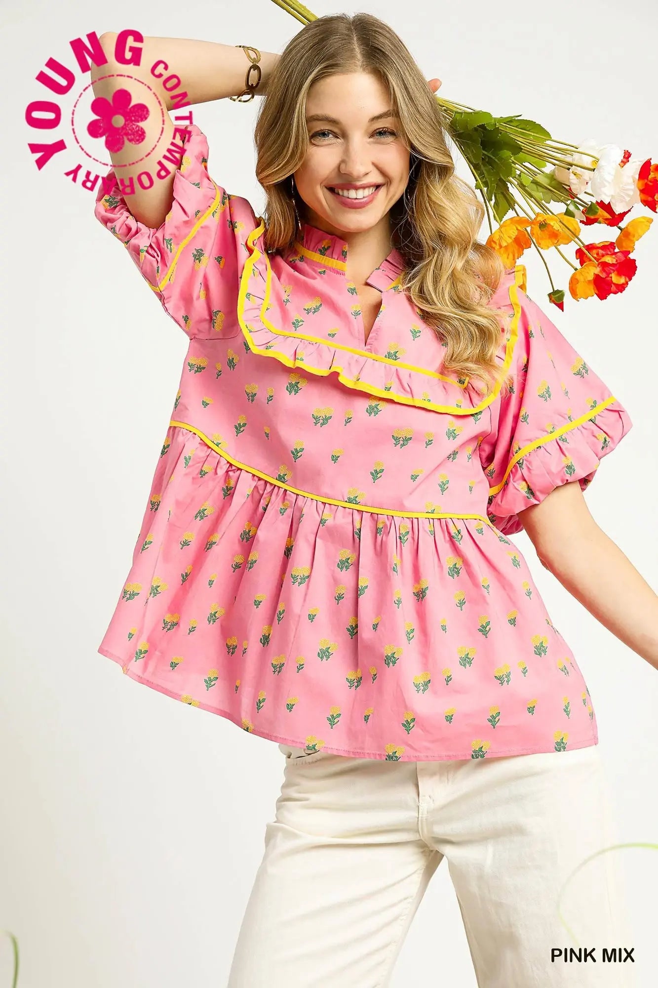 Freshly Squeezed Pink Lemonade Babydoll Cotton Top *preorder*