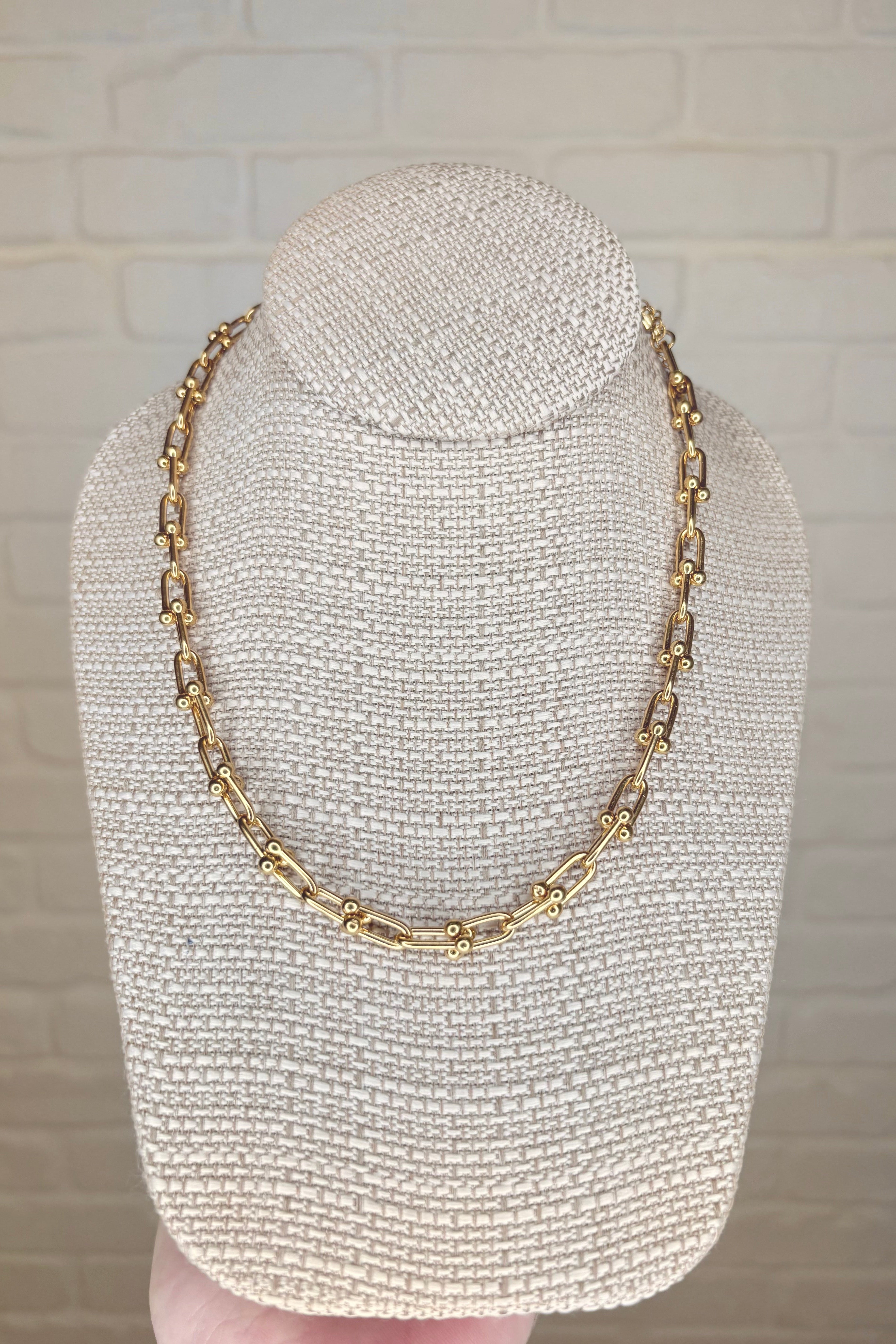 Handmade Closest Link Necklace 18K Gold Plated Stainless Steel