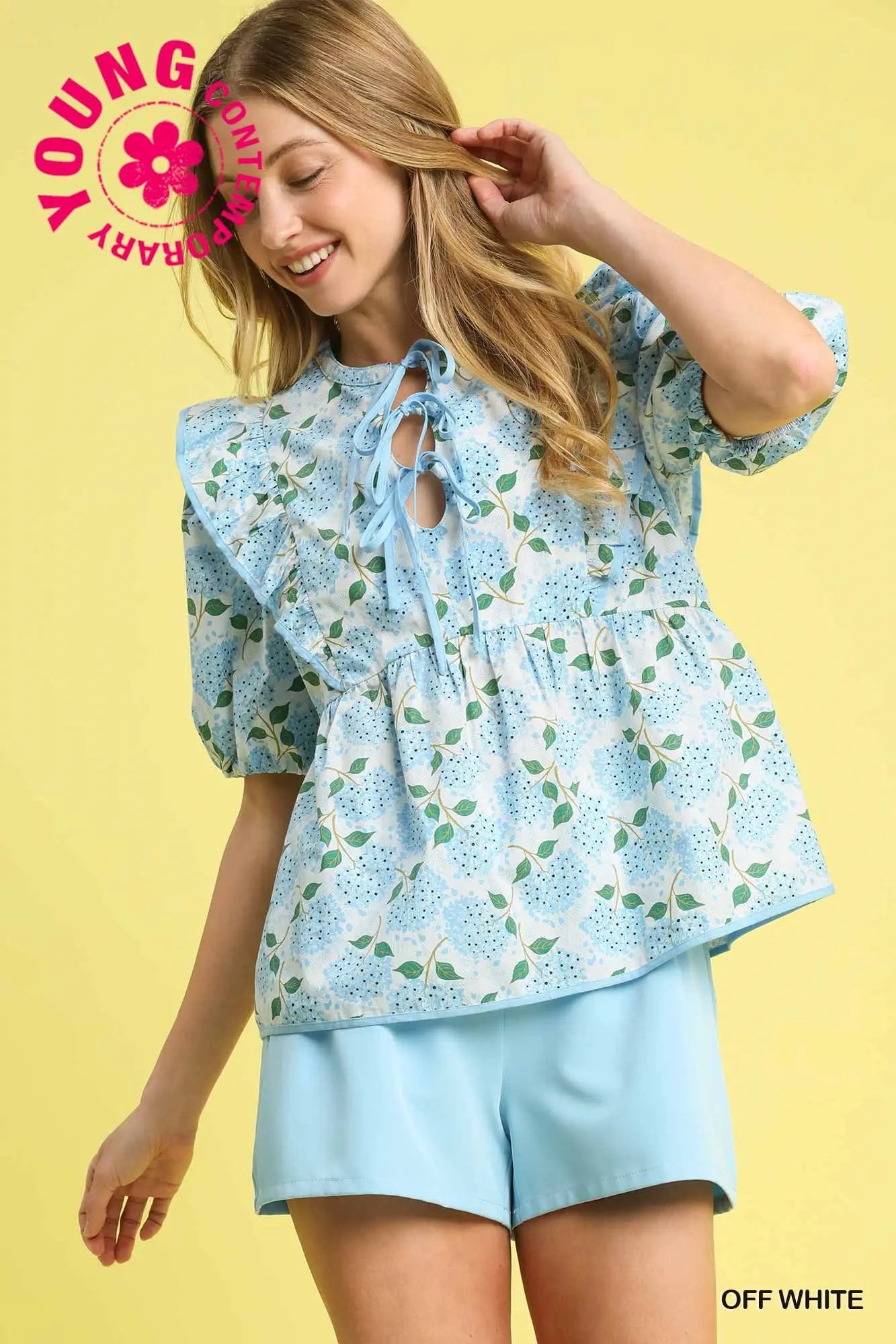 Hydrangea Daydream Cotton Babydoll Blouse *PREORDER*