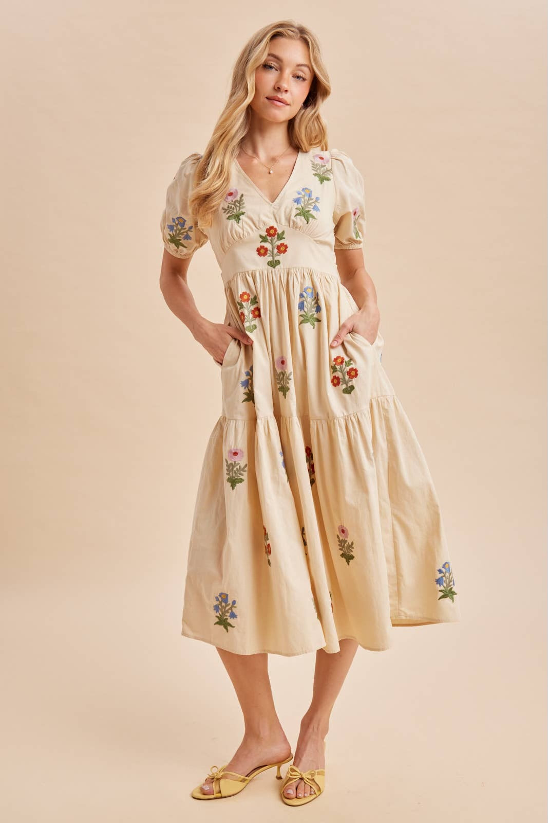 Garden Floral Embroidery 100 Cotton Dress