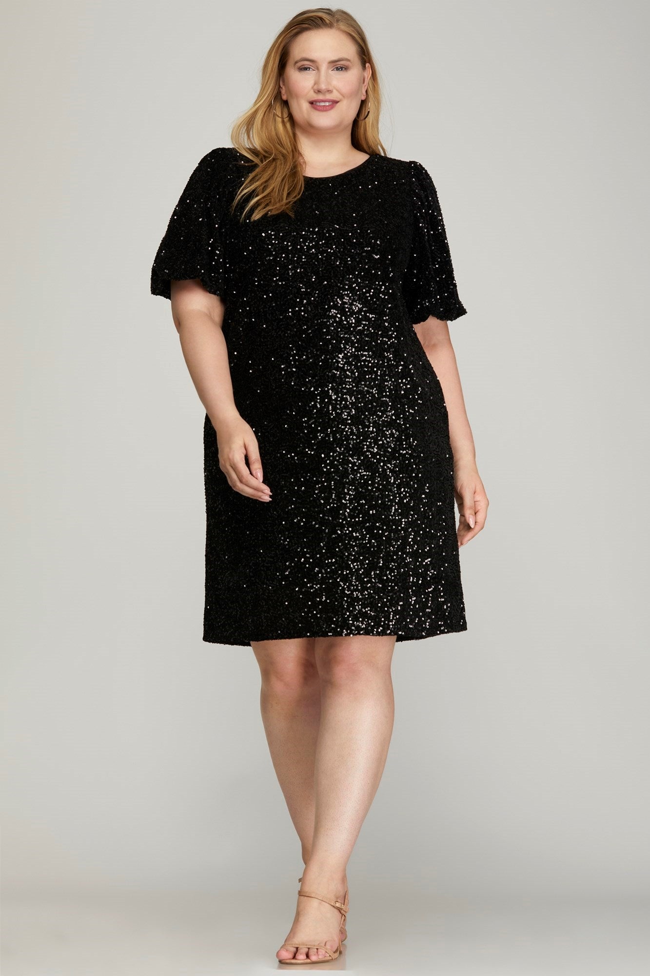 Sequin Shirt Dress In Swifty Midnight