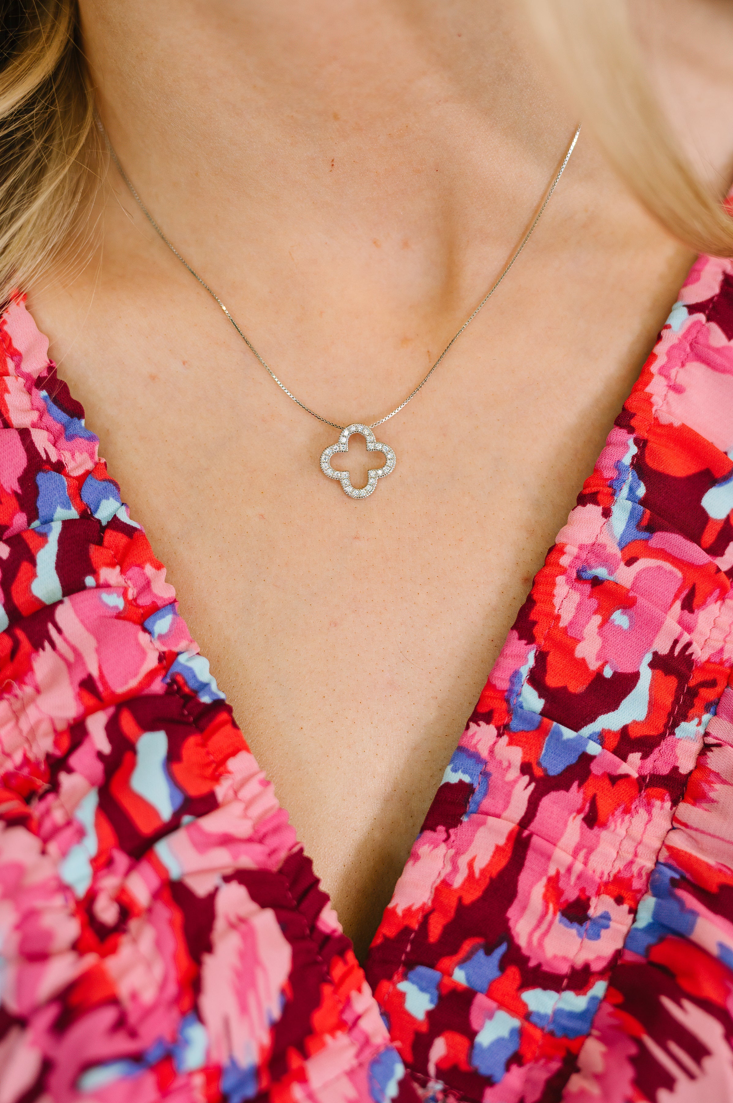 Lucky Girl Sterling Silver Pendant Zirconia Diamonds Necklace