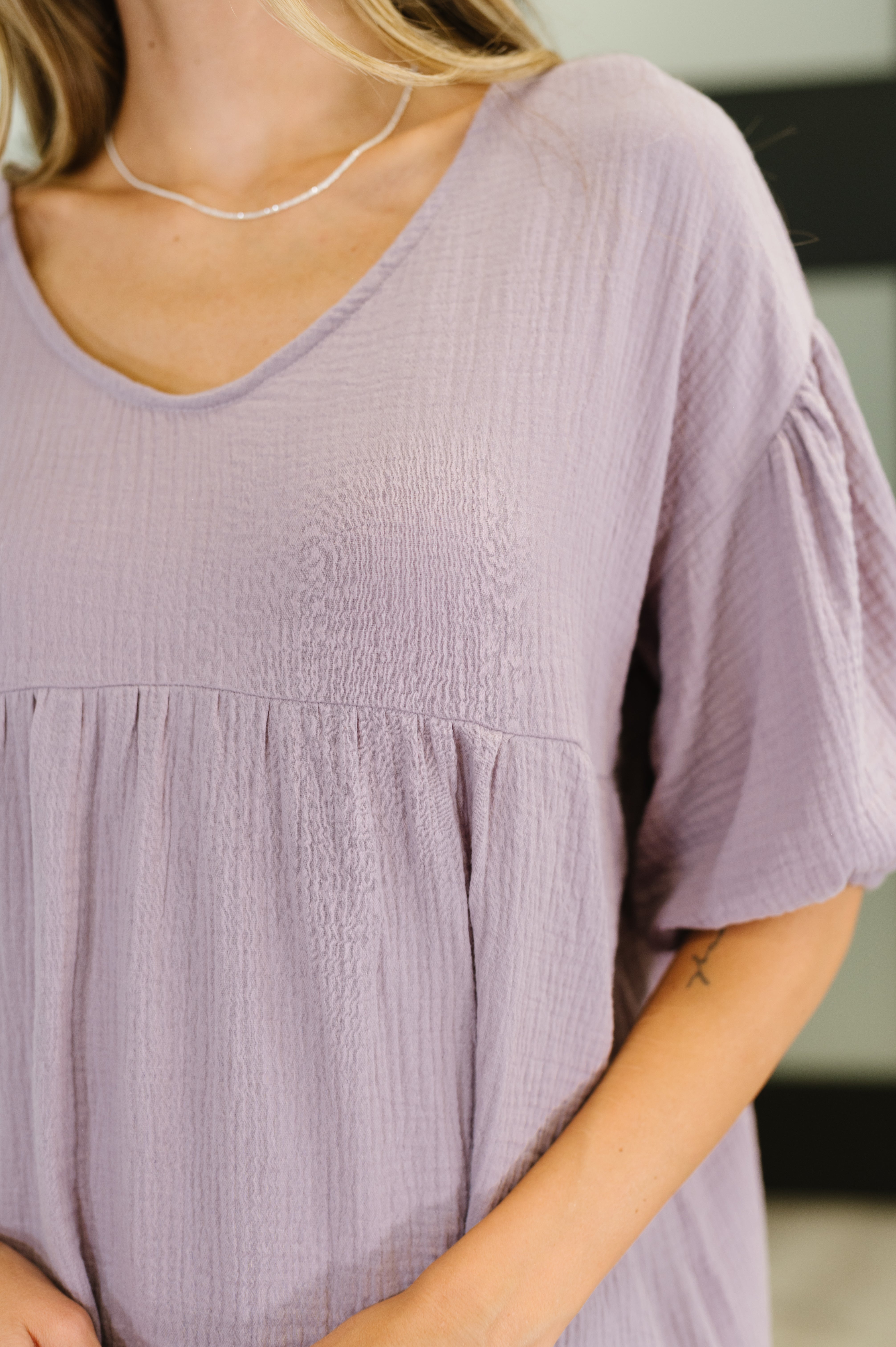 Lovely In Lavender Cotton Peasant Blouse