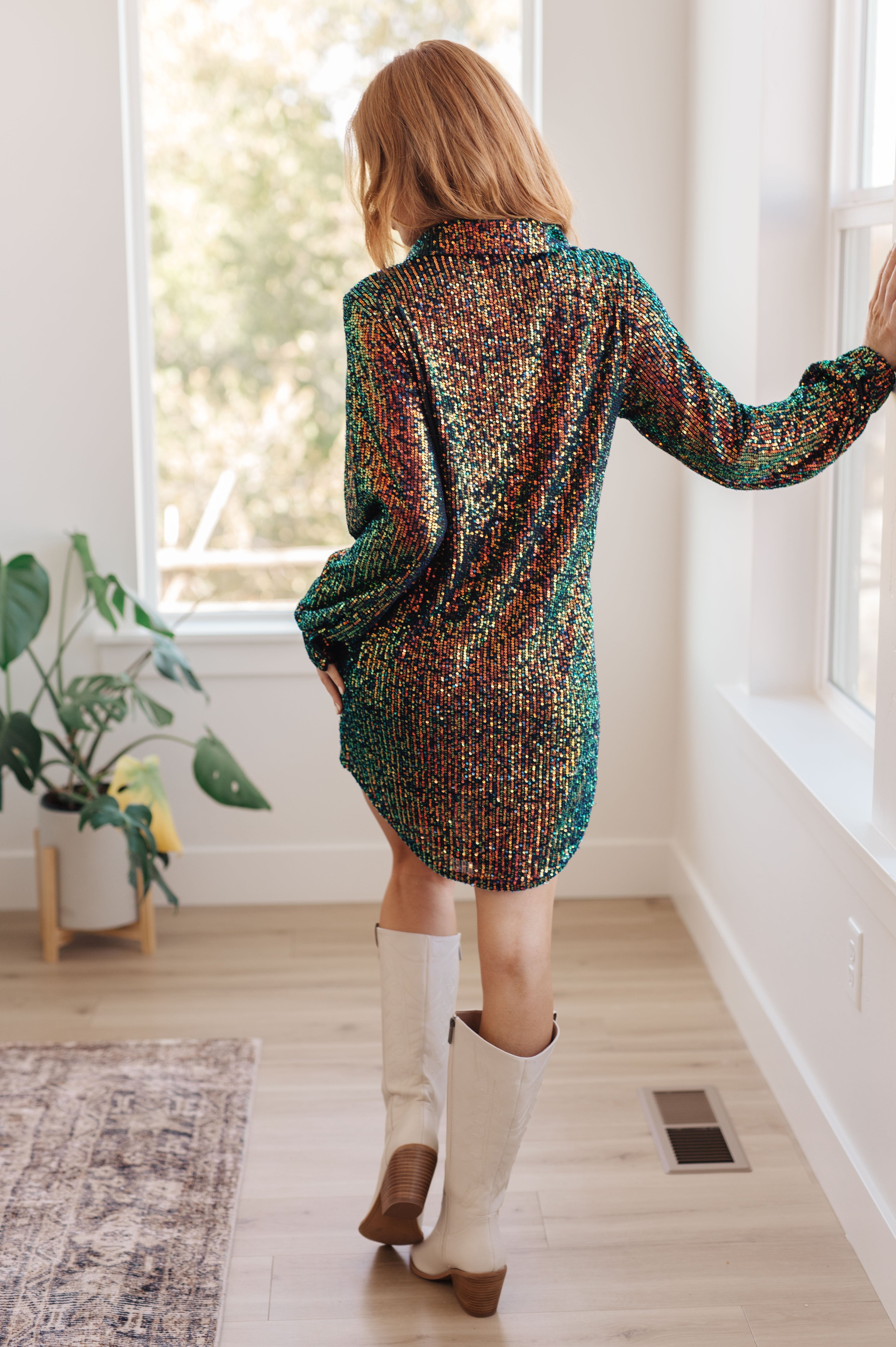 Sequin Shirt Dress in Shimmering Swifty Splendor