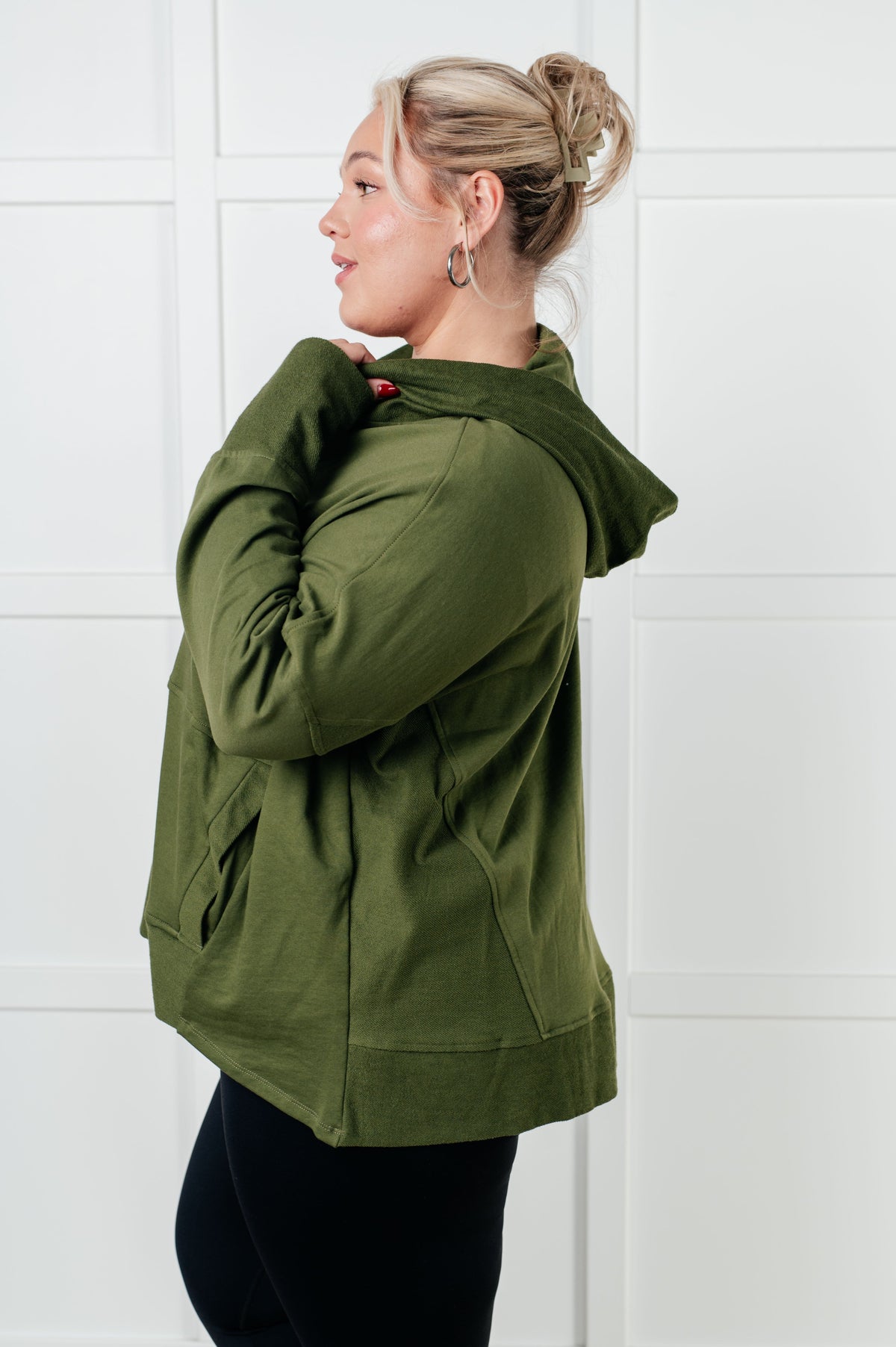 Back To Nature Cotton Hoodie In Forest Green