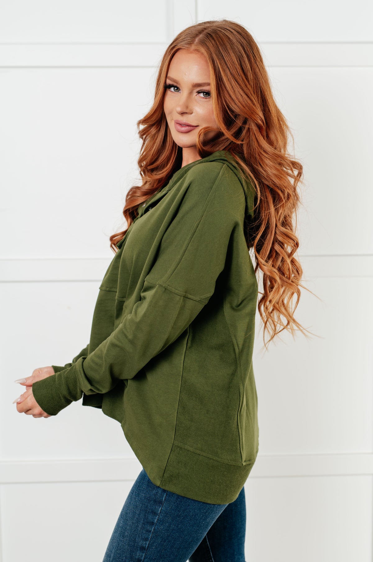 Back To Nature Cotton Hoodie In Forest Green